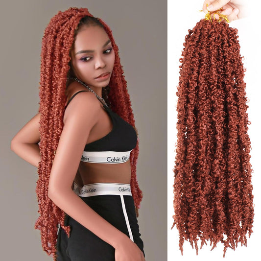 ZRQ Ginger Butterfly Locs 20 Inch Distressed Faux Locs Pre-looped 350 Crochet Locs Synthetic Crochet Braids Soft Locs For Women Extensions (6 Pack 350#)