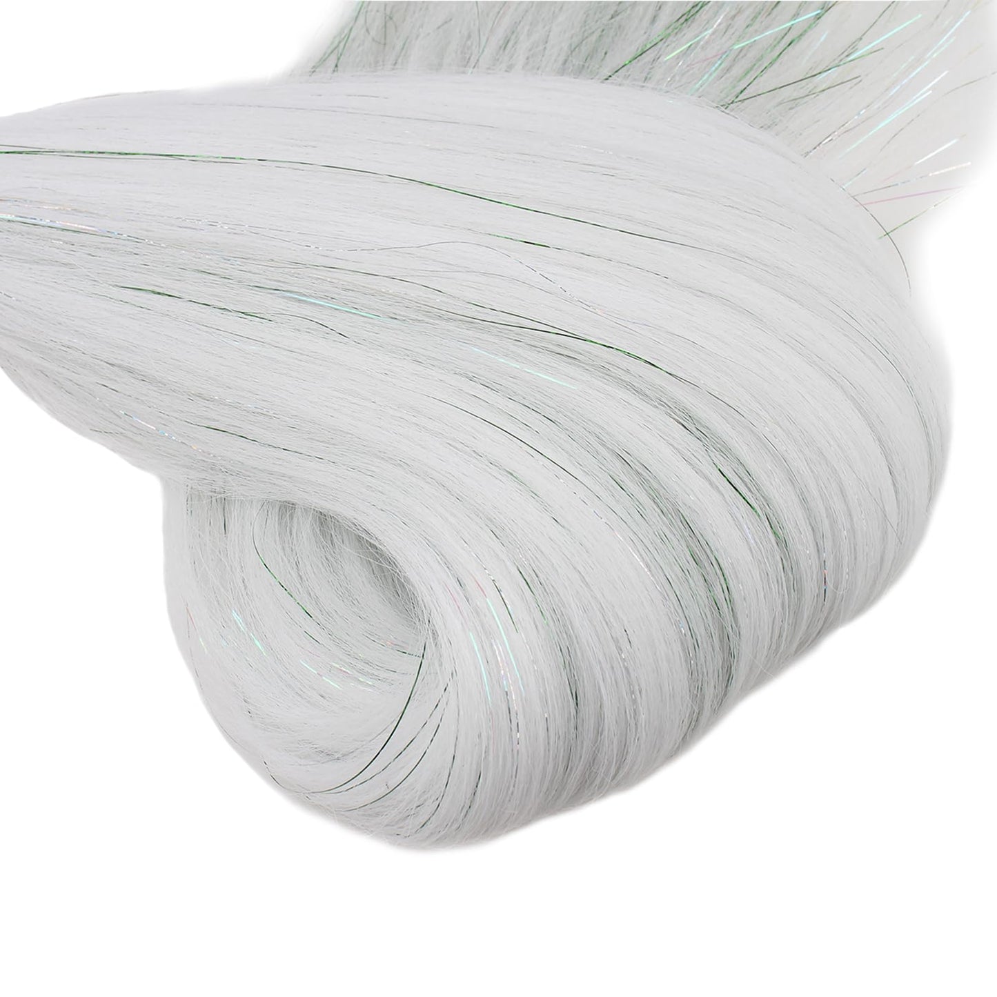 RUN SHUI Cream White Mix Tinsel Pre stretched Braiding Hair 2 Packs Pre feathered Braid Hair Extensions 30 Inches Hair Braids