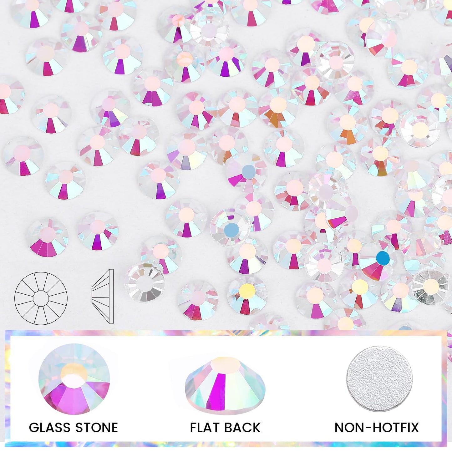 Novani Rhinestones 1440pcs SS20 Glass Rhinestones Crystal Flatback Gemstones for Crafts Nails Makeup Bags and Shoes Decoration（SS20, Transparent AB）