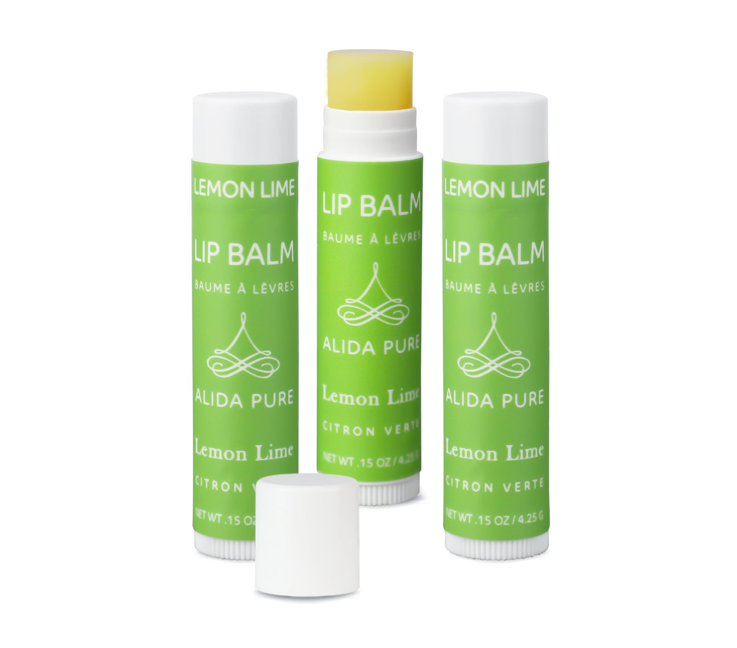 ALIDA PURE Lemon Lime Lip Balm Collection, Vegan Lip Balm Set, Bees Wax Free, Avocado Oil, Organic Jojoba Oil, Vitamin E, Moisturizer For Dry Cracked Lips, 3 Tubes per Set