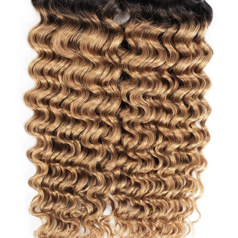 10 12 14 inch Ombre Bundles Honey Blonde Human Hair 1B27 Brazilian Real Unprocessed Virgin Deep Wave Human Hair Bundles
