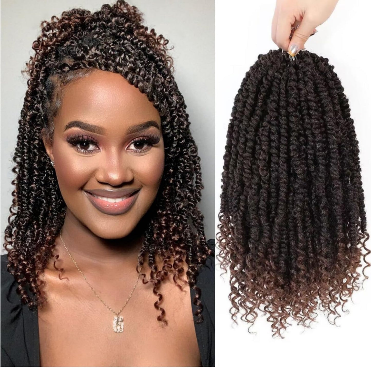 Passion Twist Crochet Hair, Pretwisted Passion Crochet Hair 12 Inch, Passion Twist Crochet Hair 8 Packs Prelooped Passion Twist Hair, Short Pre Looped Crochet Hair for Black Women(1B/30)