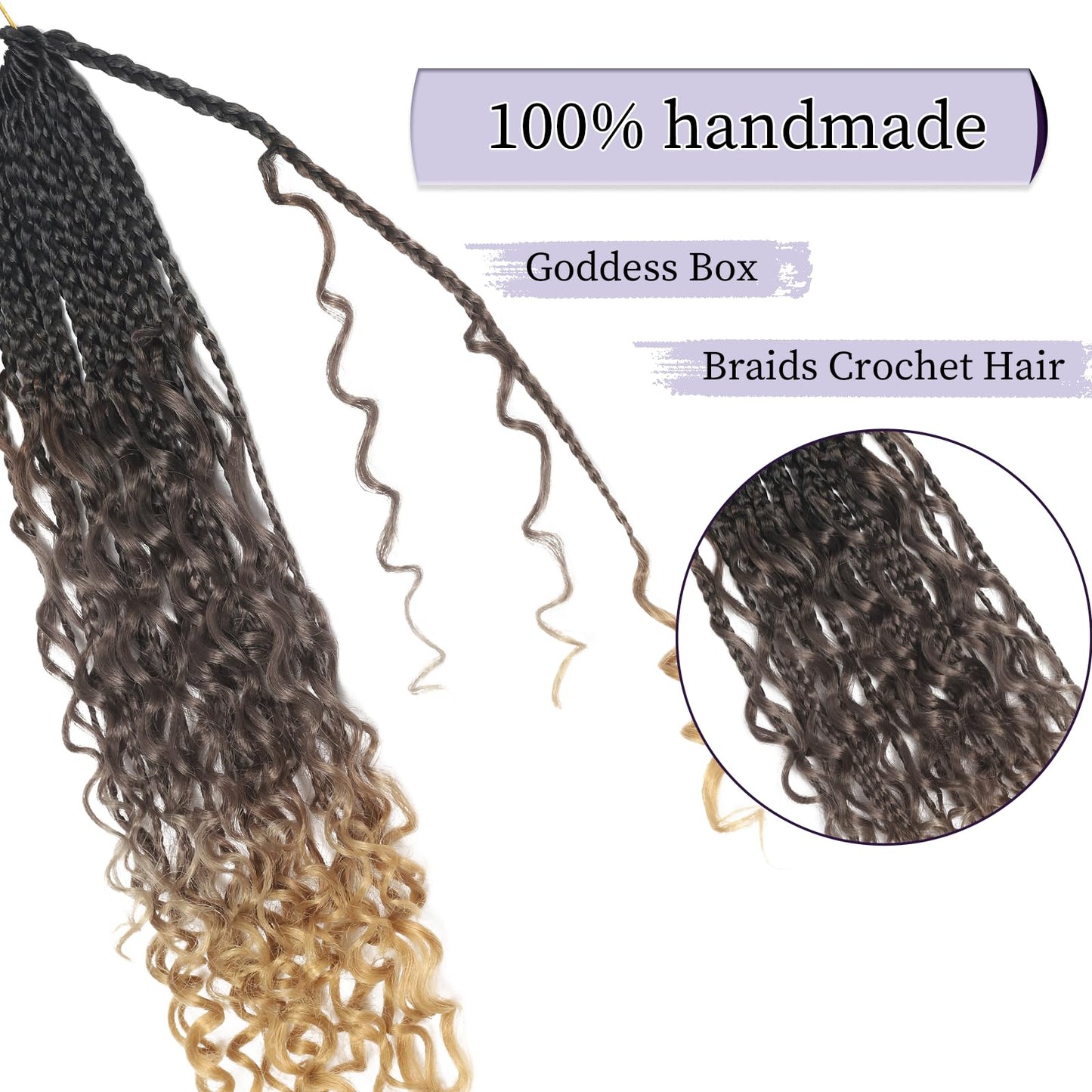 Boho Crochet Braids 18 Inch Goddess Box Braids Crochet Hair 8 Packs Box Braids Crochet Hair Crochet Braids for Black Women(18 Inch, 1B/4/27)