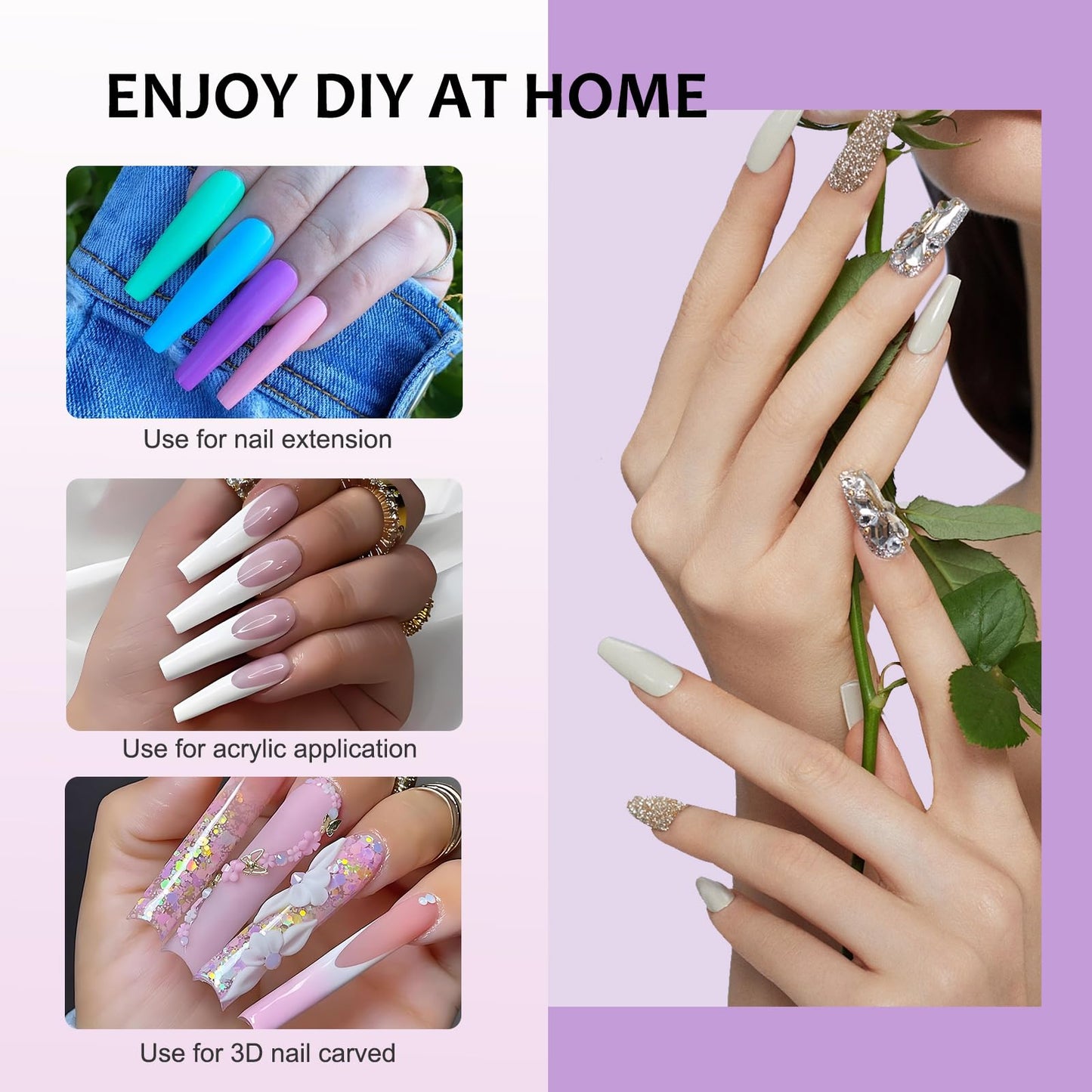 Acrylic Nail Brush Size 10-100% Kolinsky Nail Brushes for Acrylic Application - Acrylic Powder Brush for Nail Art - Nail Brush Acrylic for Professional Manicure DIY Home Salon (Gradient)