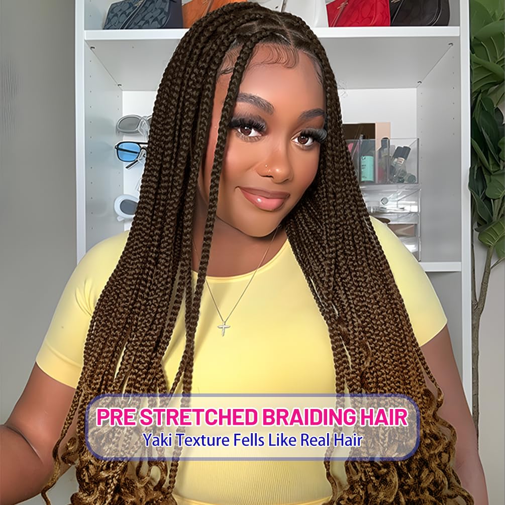 8 Pack Spiral Bump Braiding Hair Pre Stretched - 26" 90G/Pack Premium Pre Stretched Braiding Hair Extensions, Professional Itch Free Hot Water Setting Perm Spiral Bump Texture (1B/30/27)