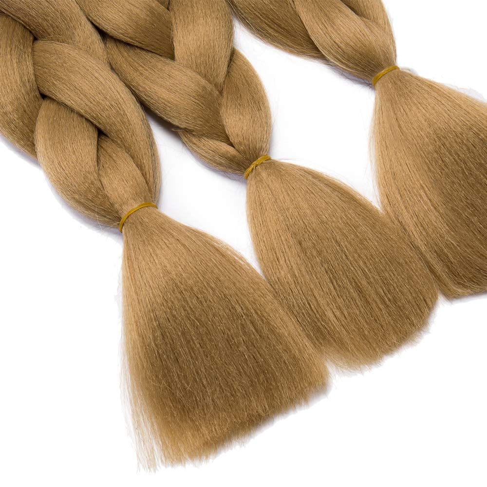 [3packs] 24” Ombre Jumbo Braiding Hair Extensions Multiple Tone Colorful Jumbo Box Braid Hair High Temperature Synthetic Twist Braiding Crochet Hair(24",black to light brown to ash blonde)