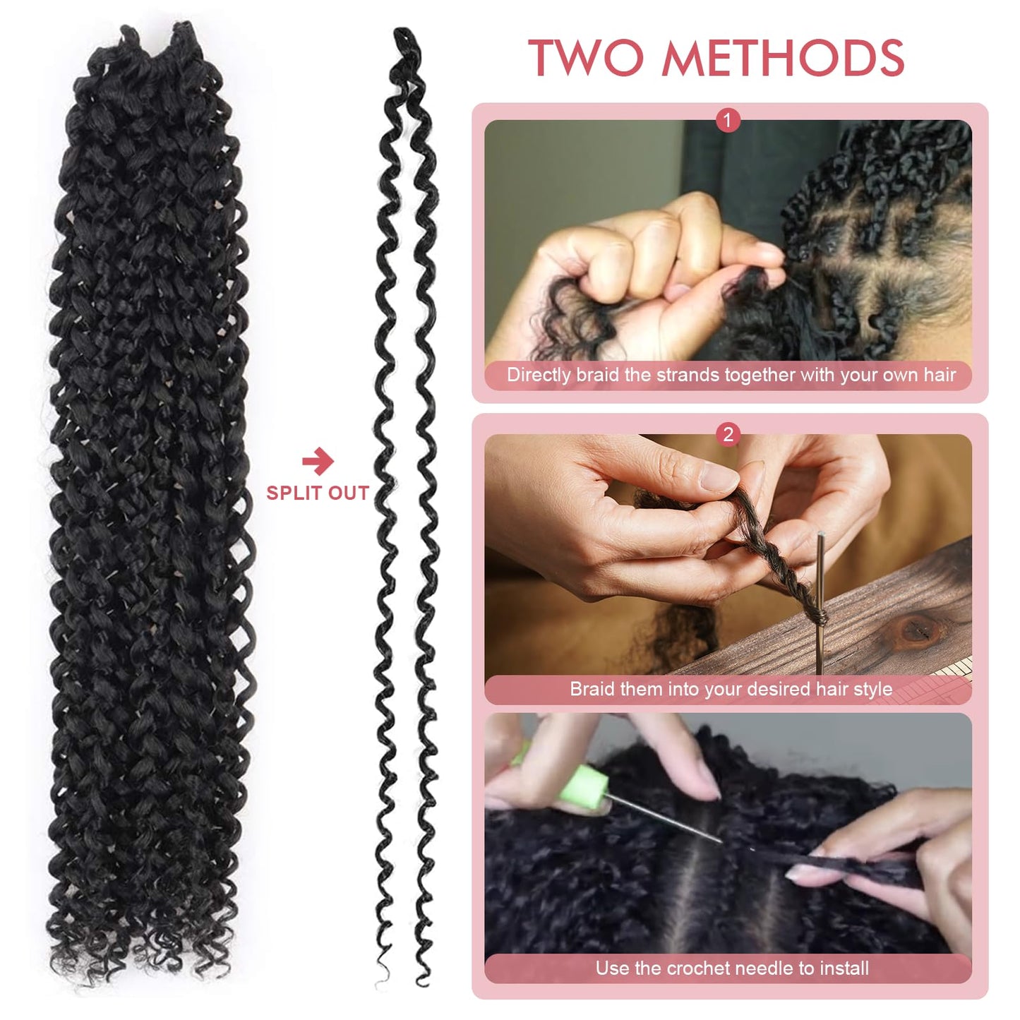 Pelokaa Passion Twist Hair - 16 Inch 6packs Natural Black Water Wave Crochet Braids Synthetic Braiding Hair Extensions (16 Inch, 1B - 6P)