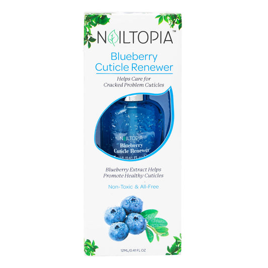 Nailtopia Blueberry Cuticle Renewer - Strengthening Moisturizing Treatment for Dry, Damaged Skin and Nails - Infused with Essential Antioxidants and Vitamins - All Natural, Vegan Formula - 0.41 oz