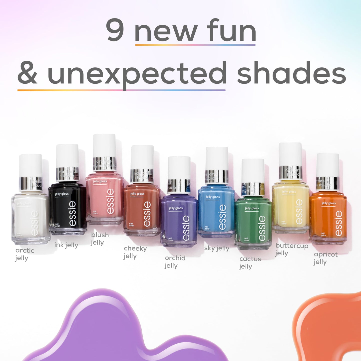 essie Nail Art Studio Jelly Gloss Polish, Vegan, Sheer Purple Nail Polish, Orchid Jelly, 0.46 Fl Oz