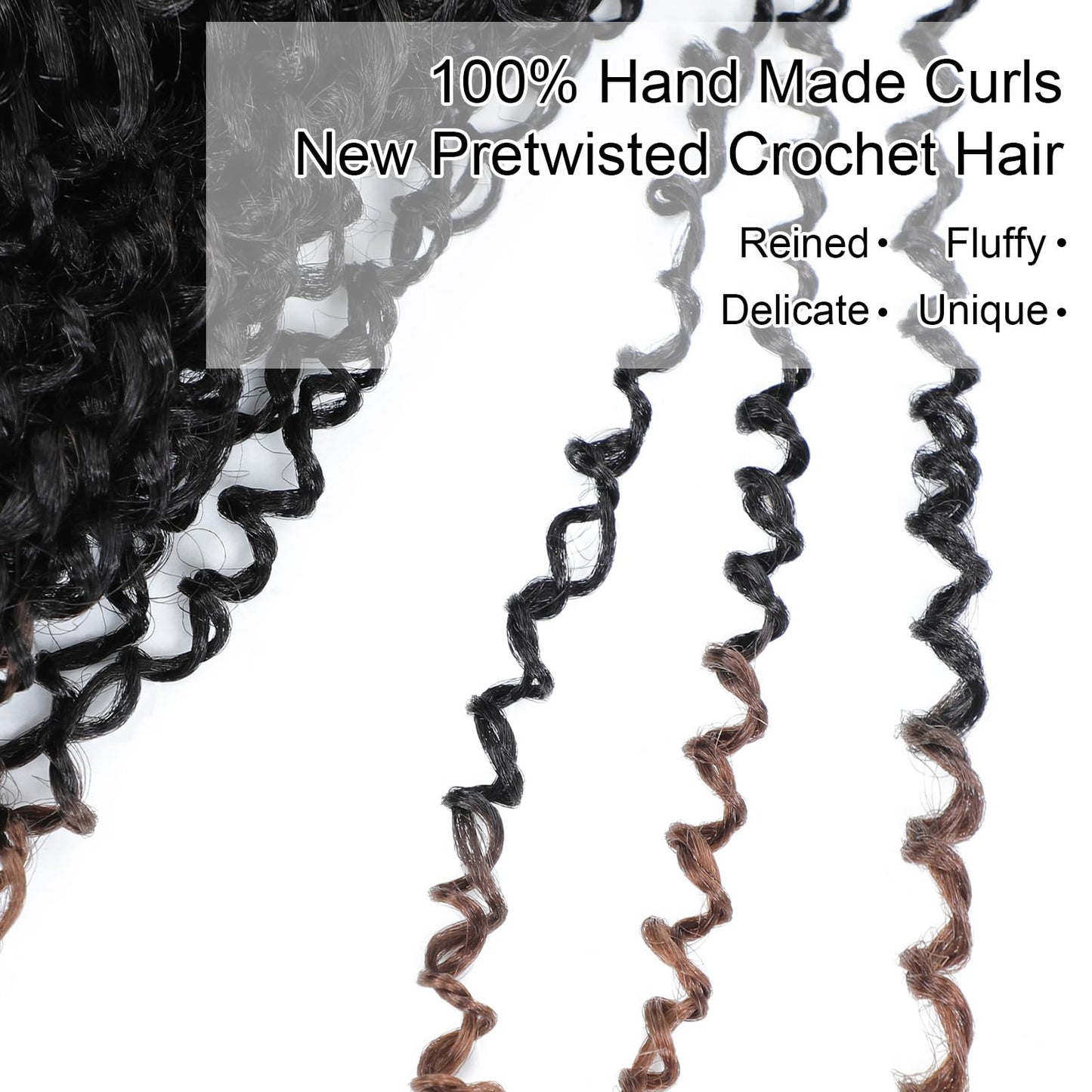 6 Packs Yankee Twist Crochet Braids Hair Passion Yankee Twist Pre Looped Curly Braiding Pretwisted Hair Extensions for Senegalese Brown 14 Inch 1B30#