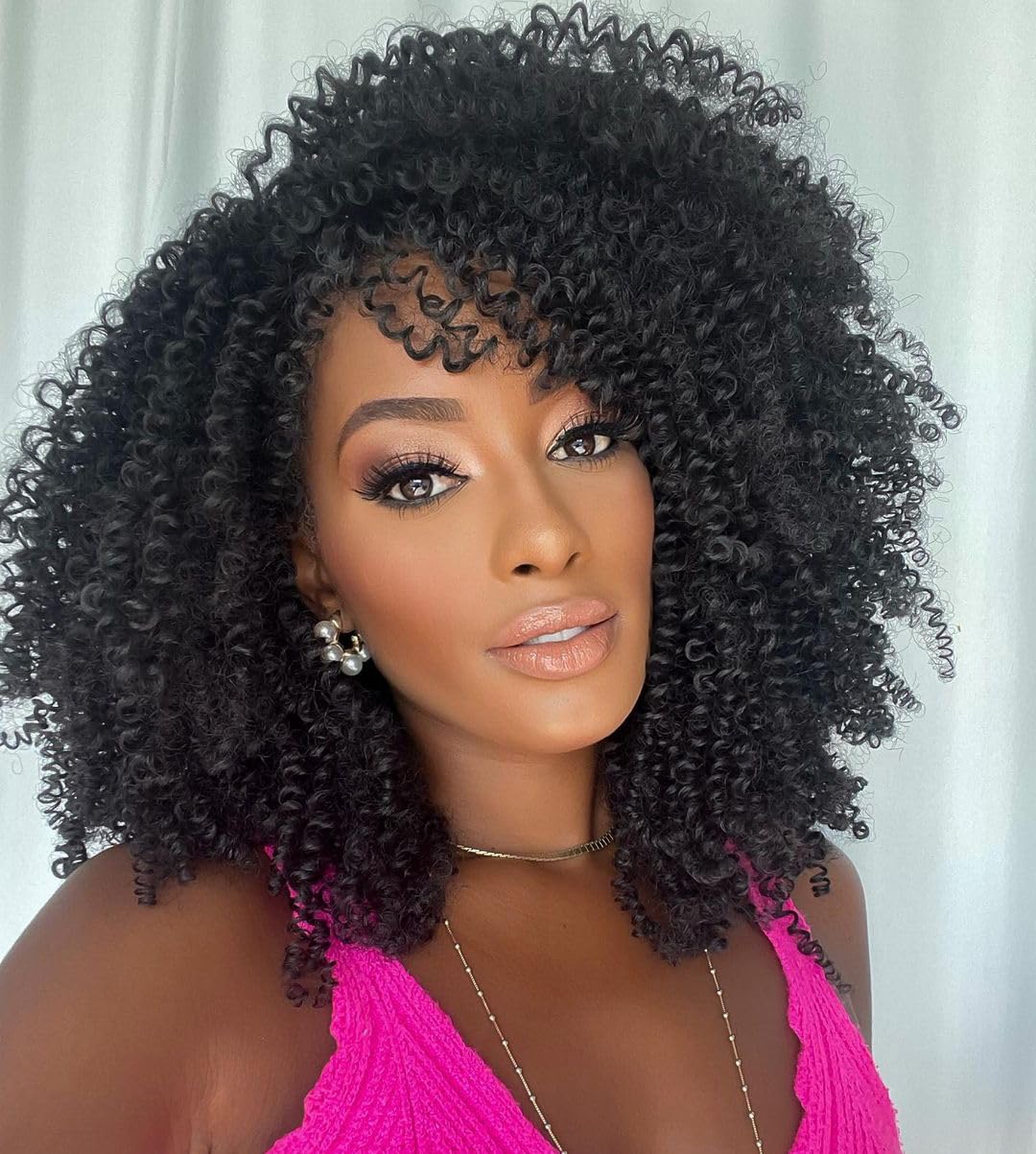 WIGER Kinky Curly Braiding Hair Marlybob Crochet Hair Black Jerry Curly Passion Twist Hair Medium Length Curly Crochet Braids Synthetic Kinky Twist Hair (3 Packs)