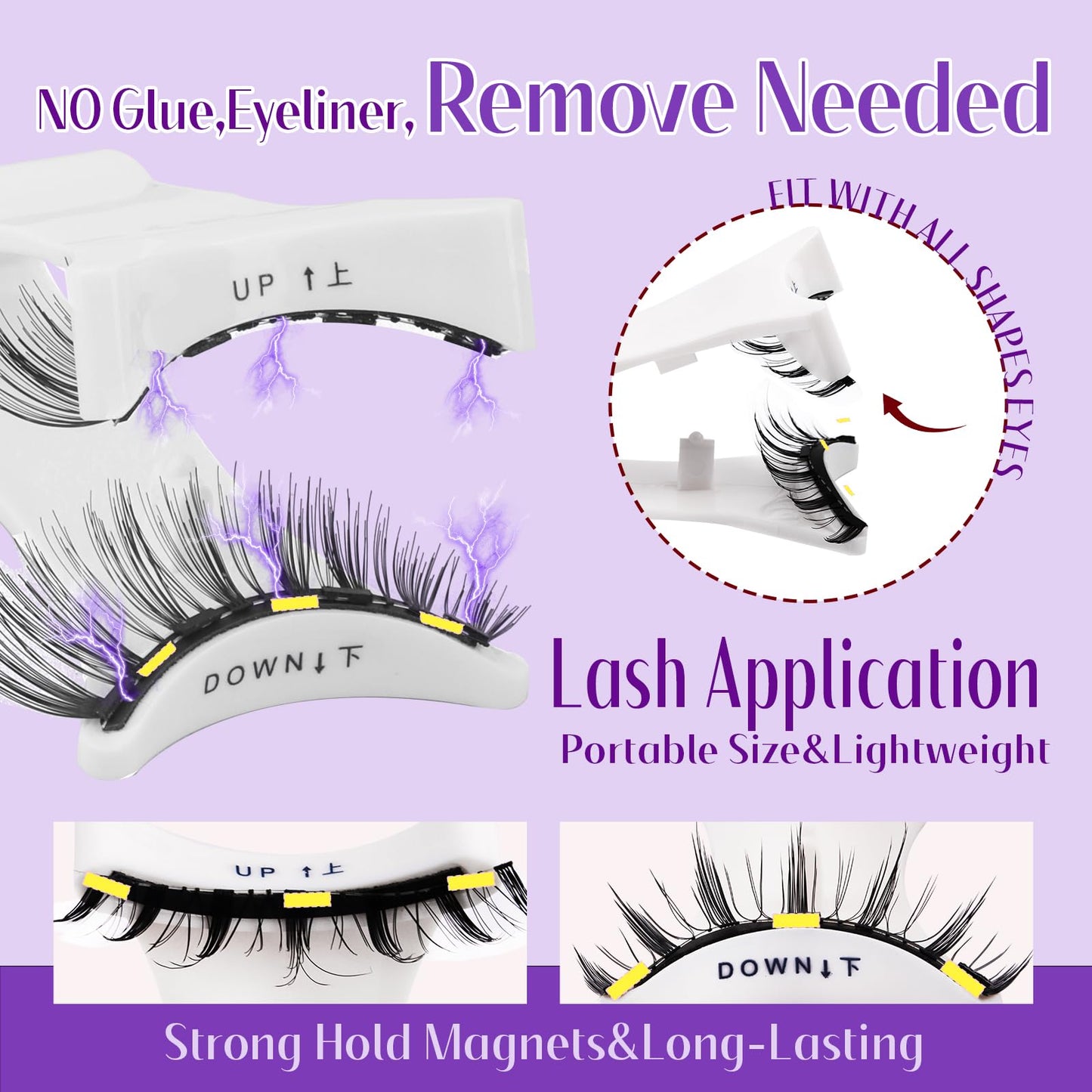 4 Pairs Magnetic Eyelashes without Eyeliner Reusable Waterproof Natural Look Wispy Magnetic Eyelashes with Applicator No Glue Needed Easy to Wear and Remove By Wendy Lashes（CX-4 Pairs,KS02+XM1）