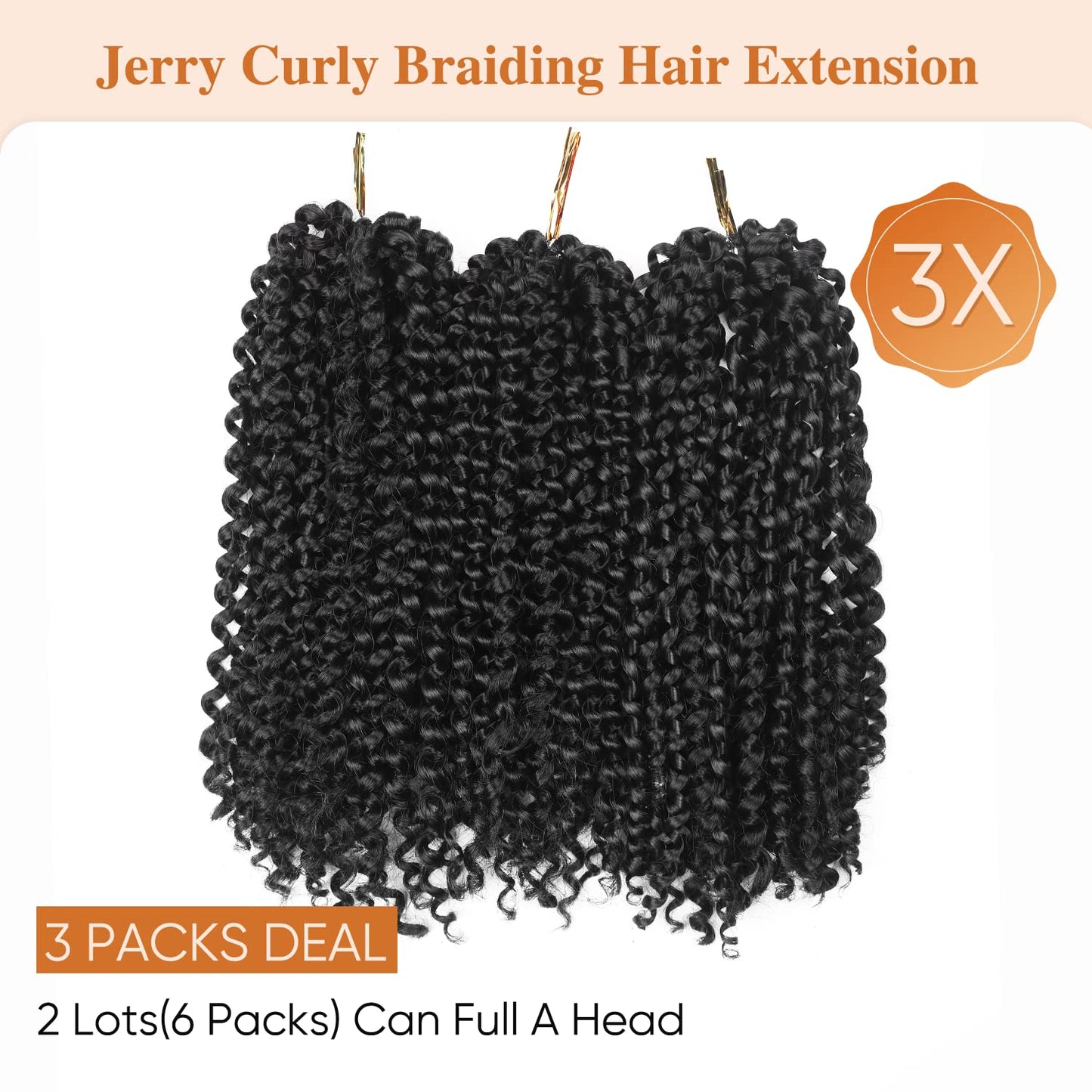 WIGER Kinky Curly Braiding Hair Marlybob Crochet Hair Black Jerry Curly Passion Twist Hair Medium Length Curly Crochet Braids Synthetic Kinky Twist Hair (3 Packs)