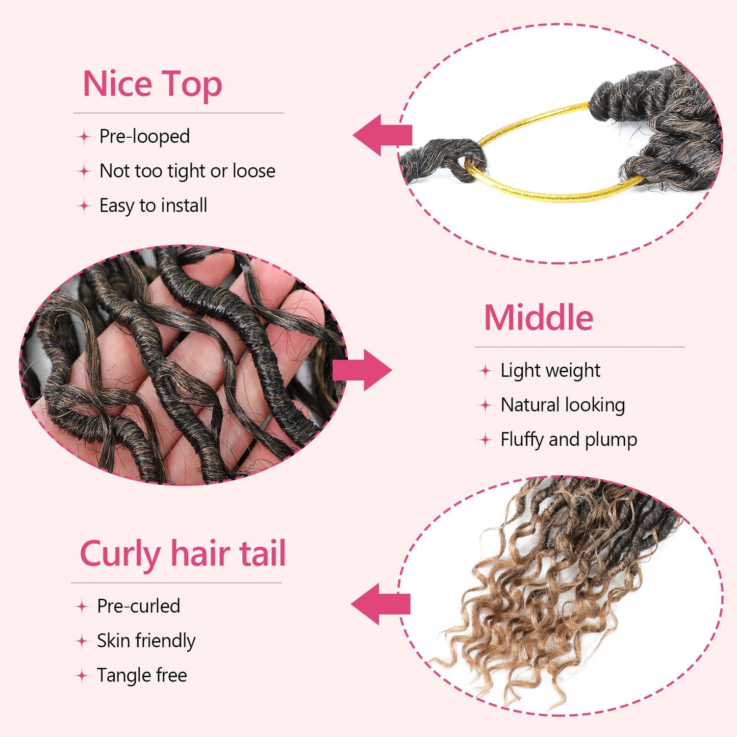 Goddess Faux Locs Crochet Hair 24 Inch 8 Pack With Curly Ends (1B/27#)