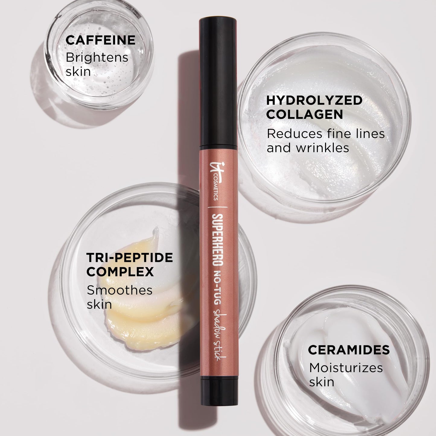 IT Cosmetics Superhero No-Tug Waterproof Eyeshadow Stick, Tough Tan - Warm Matte Medium Tan - Longwear, Blendable Cream Eyeshadow with Built-In Primer - Suitable for Sensitive Eyes - 0.05 oz