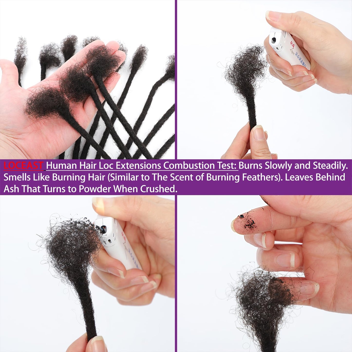 Loceast 6 Inch 0.2cm Width Loc Extension Human Hair Natural Black 100 Strands Full Hand-made Permanent Locs Extensions Can Be Dyed and Bleached for Men/Women/Kids Real Dreadlock Extensions Human Hair