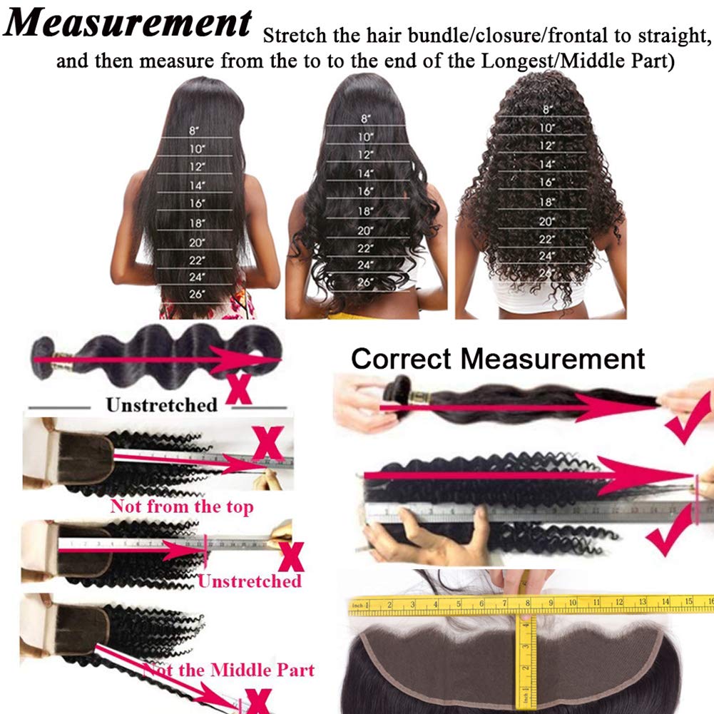 Amella Hair 8A Brazilian Human Hair Body Wave Bundles with Closure (10-14+10, Free Part) - 100% Unprocessed Brazilian Body Wave Hair Bundles with 4x4 Swiss Lace Closure