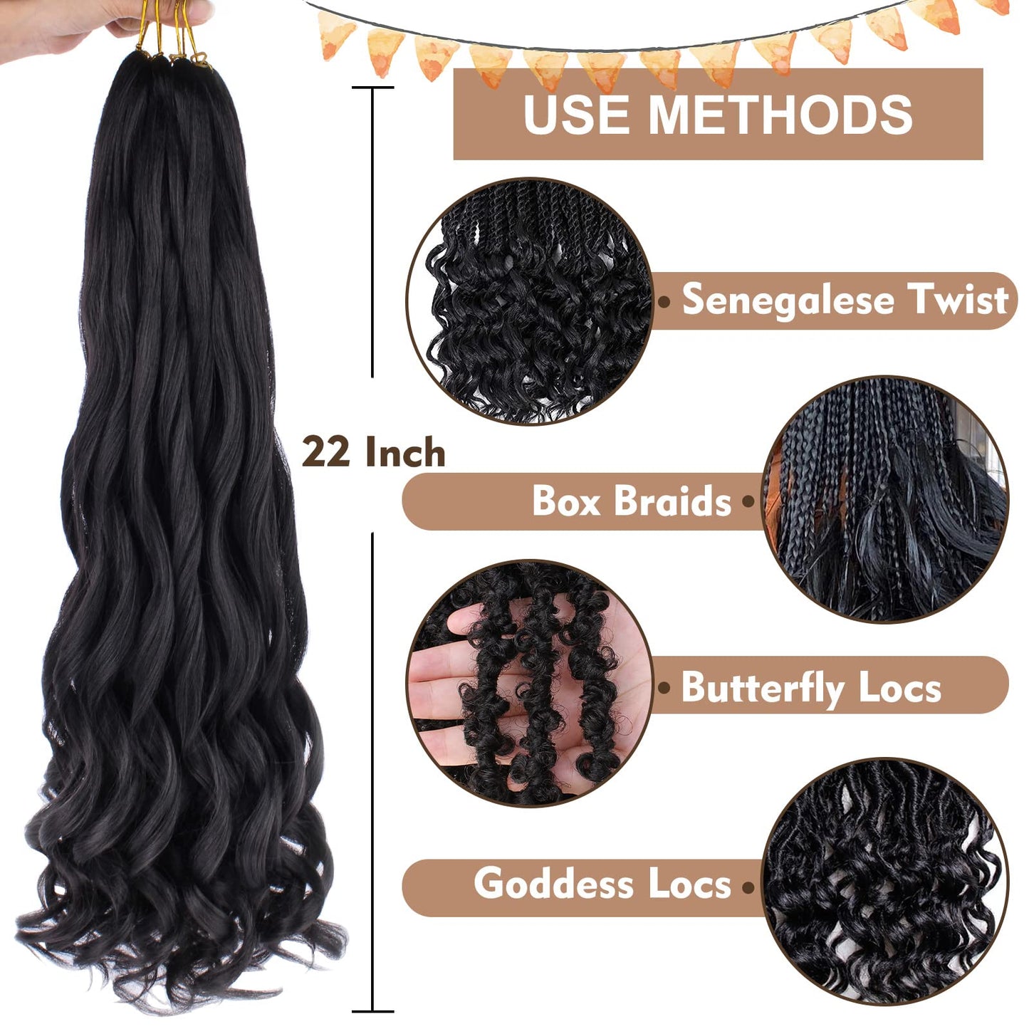 COOKOO 22 Inch French Braids Hair 9 PCS Long Curly Braiding Hair Bouncy Loose Wavy Braiding Hair Pre Stretched Spanish Curls Braiding Hair for French Curl Crochet Braids(Light Purple)