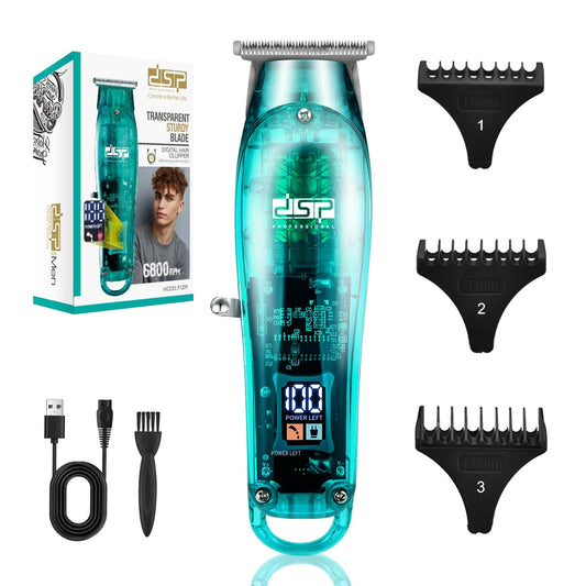 DSP Beard Trimmer: Cordless, Rechargeable, Zero Gap, Stainless Blades, 2.5H Charge, 120M Runtime, 3 Combs, Ideal for Men & Barber (Blue Trimmer)