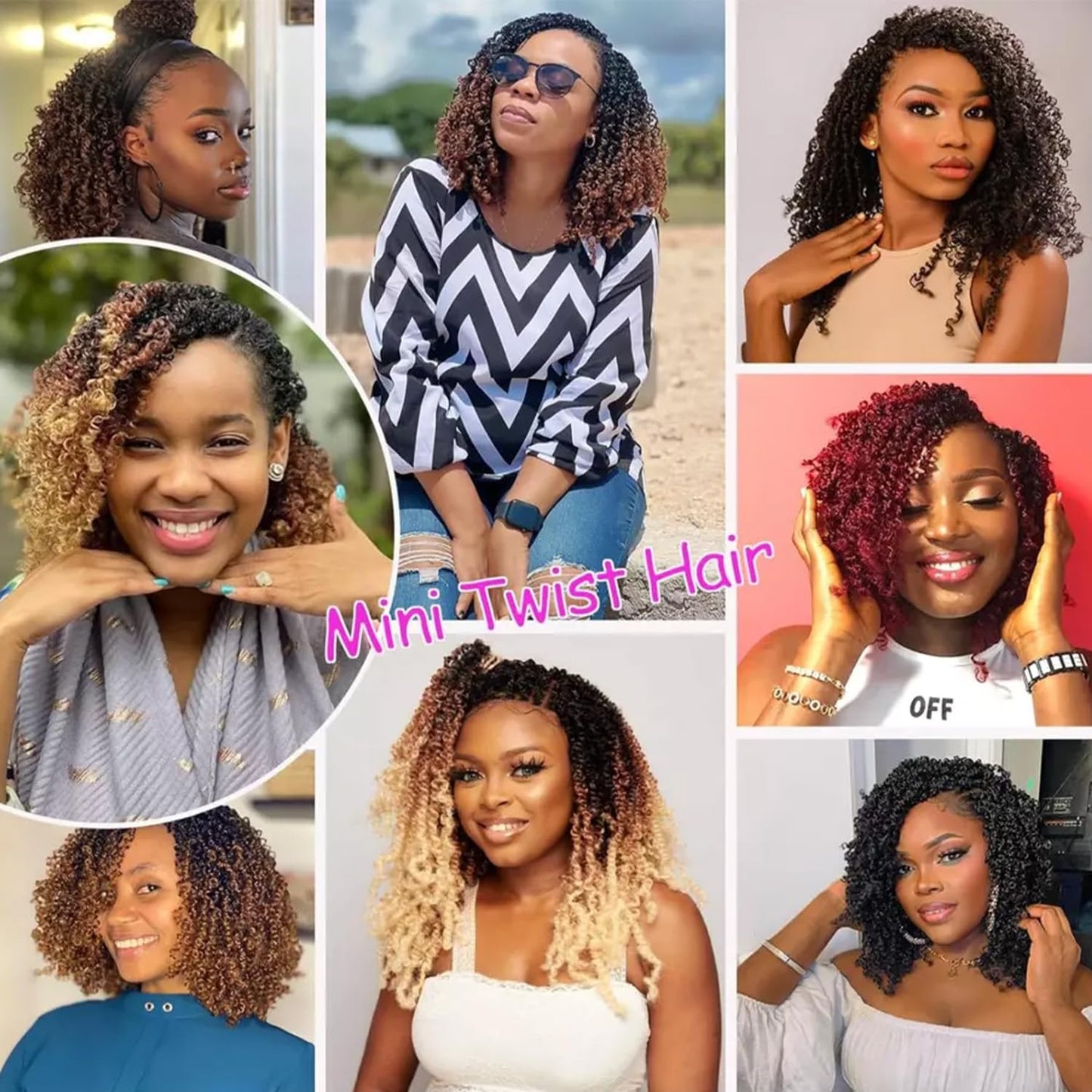Fovbuty Yanky Twist Crochet Braids Hair 8 Inch 9 Bundles/Lot Natural Black Pre-Twisted Passion Twist With Curly Ends Small Crochet Hair for Senegalese Braids 1B#/9pack