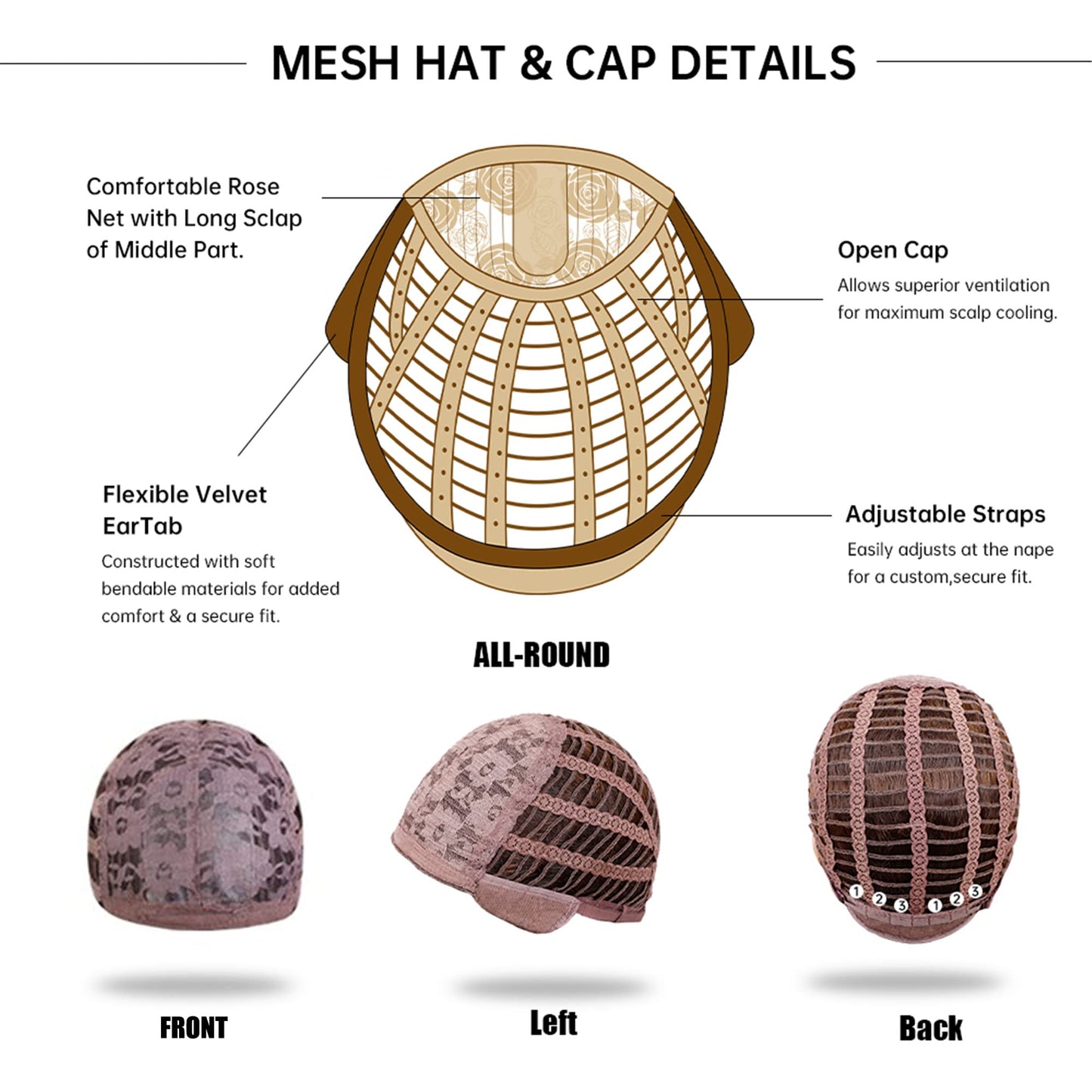 Esmee 24" Long Brown Color Synthetic Natural Wave Wigs with Neat Bangs for White/Black Women Party Wear.