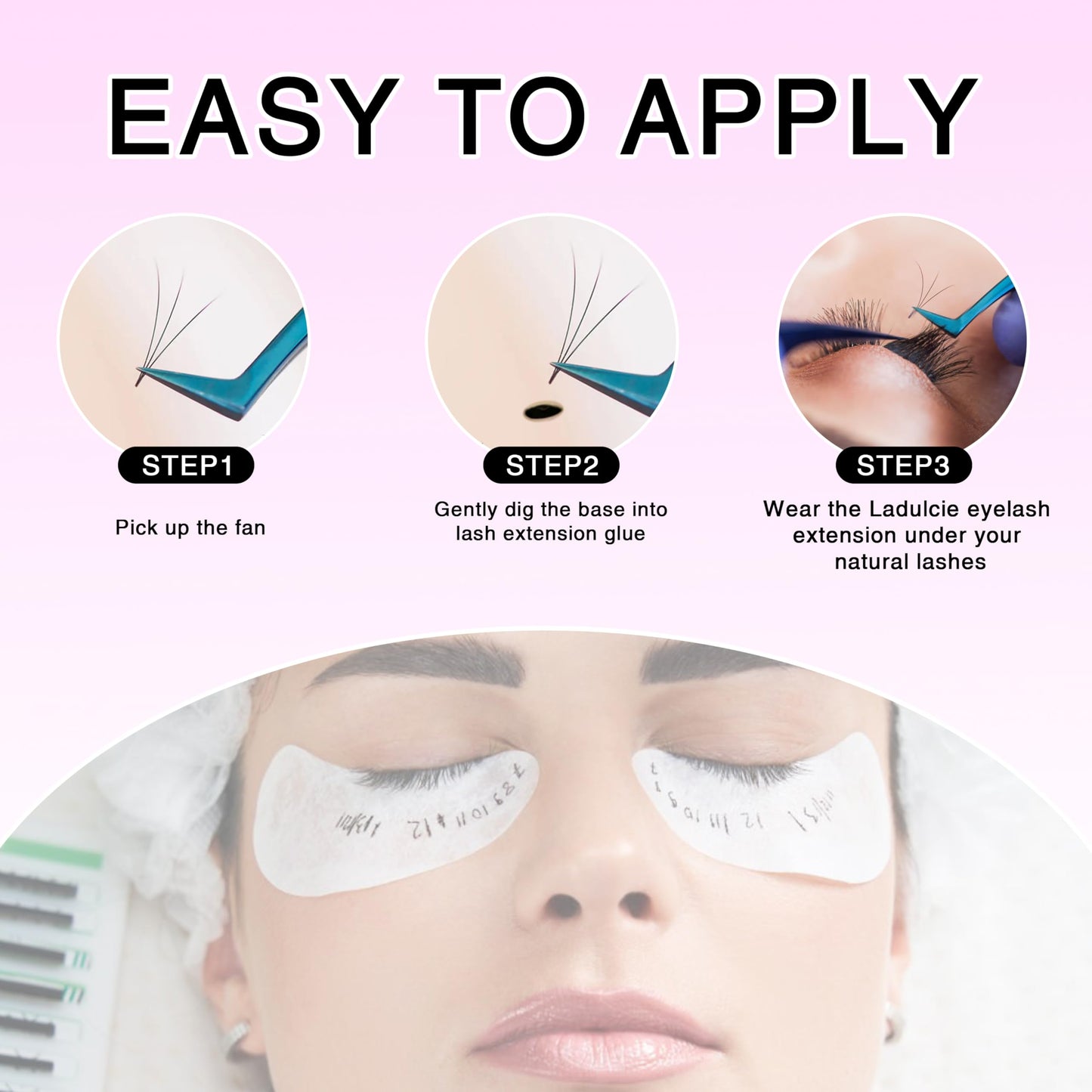 LaDulcie 1000 fans/box. Loose fans handmade pre fans volume eyelash, 0.07, thickness, soft, from VietNam (4D D 14mm)