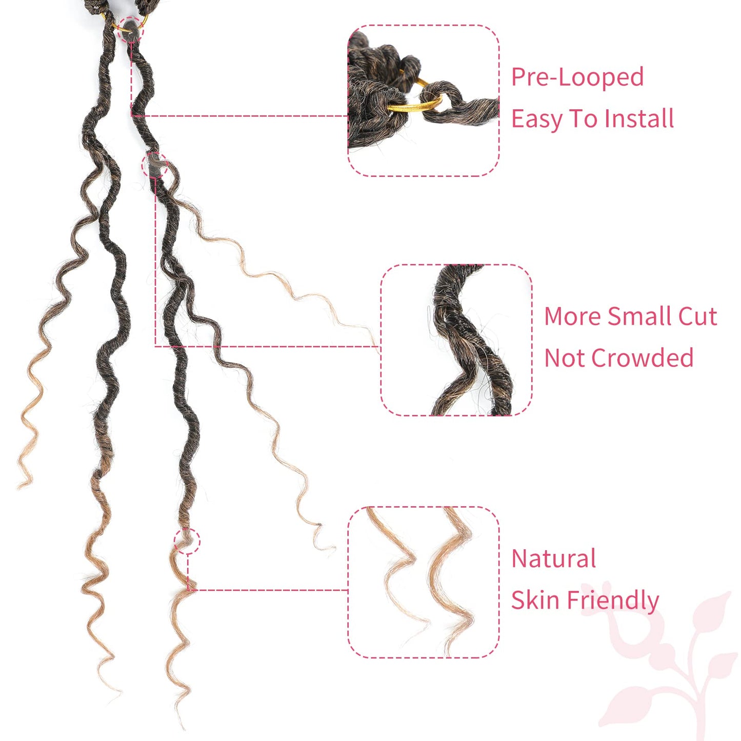 Alicoco Goddess Locs Crochet Hair 24 Inch 8 Packs Faux Locs Crochet Hair For Women Boho Soft Locs Pre-looped River Crochet Locs With Curly Ends (24 Inch (Pack of 8), 1B/30)