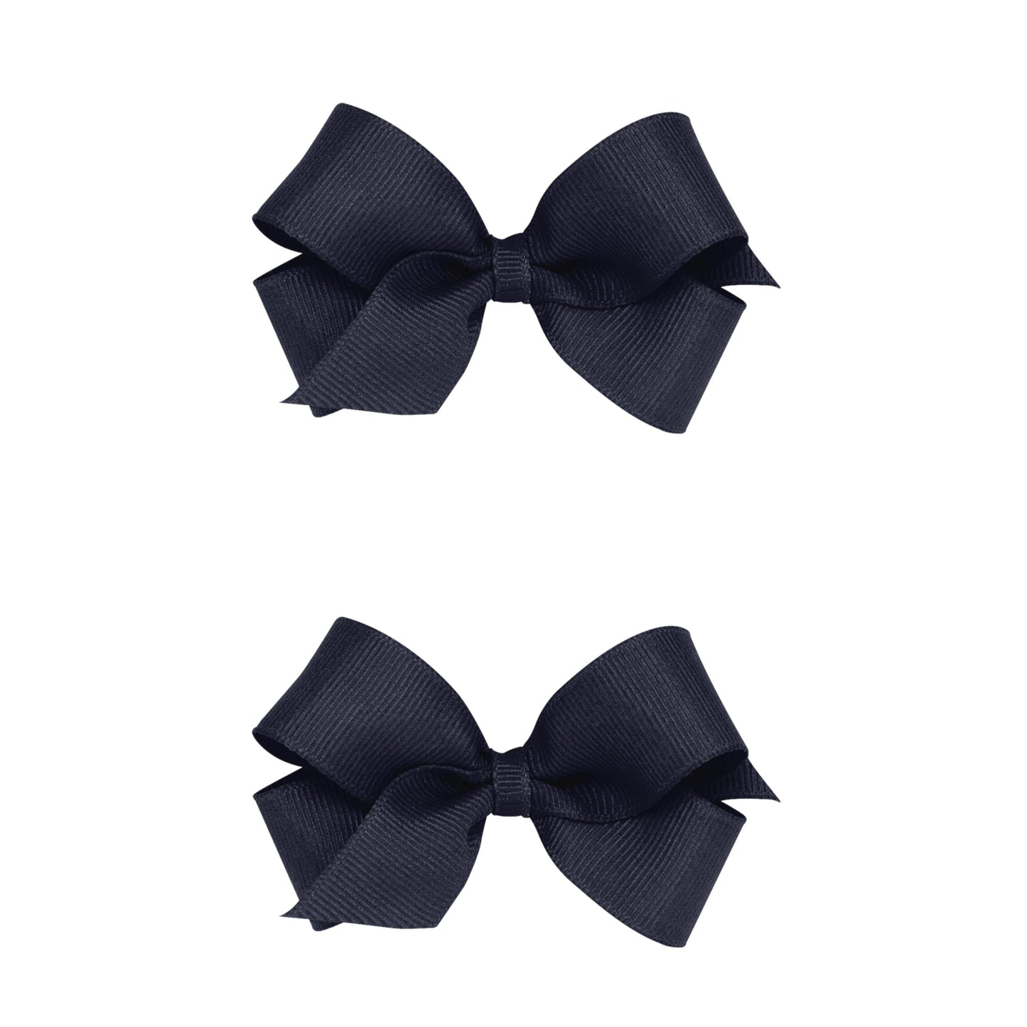 Wee Ones Girls 2 Pack Grosgrain Hair Bows with Plain Wrap Centre on a Wee Stay No Slip Clip, Mini, Navy