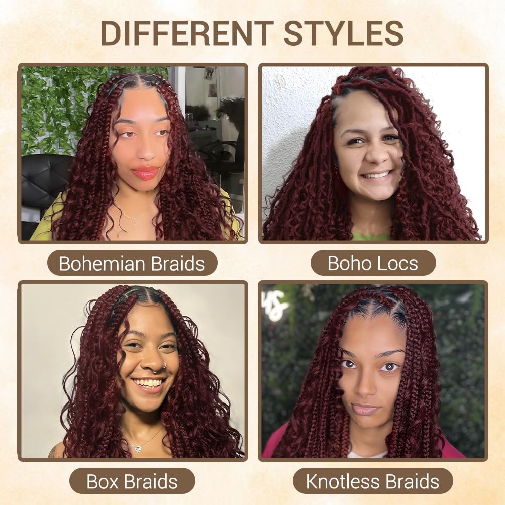 Human Braiding Hair for Boho Knotless Braids 1 Bundle 20 Inches 50g Deep Wave Bulk Human Hair for Braiding Hair Wet and Wavy 10A Brazilian Virgin Human Bohemian Hair for Braiding 99J