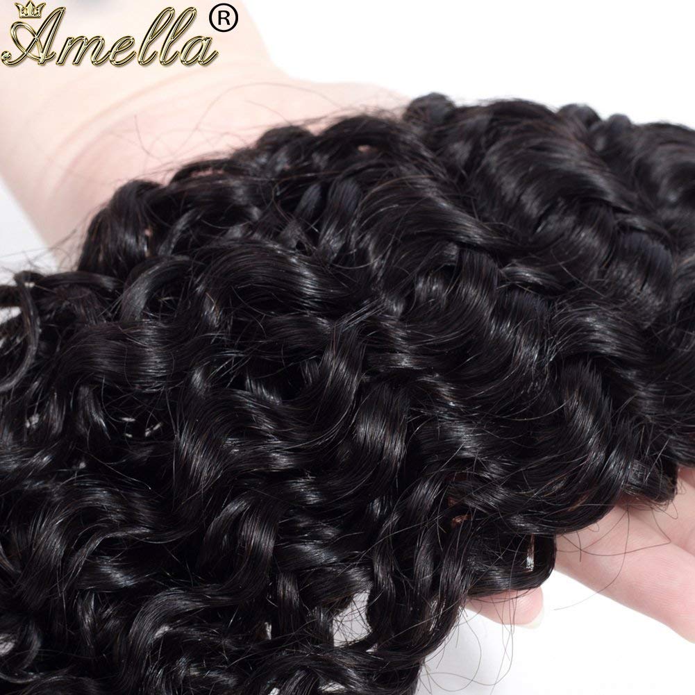Amella Hair 8A Brazilian Remy Kinky Curly Hair 4 Bundles 20" 22" 24" 26" 400g Virgin Brazilian Curly Human Weave Bundles 100% Unprocessed Virgin Remy Natural Color