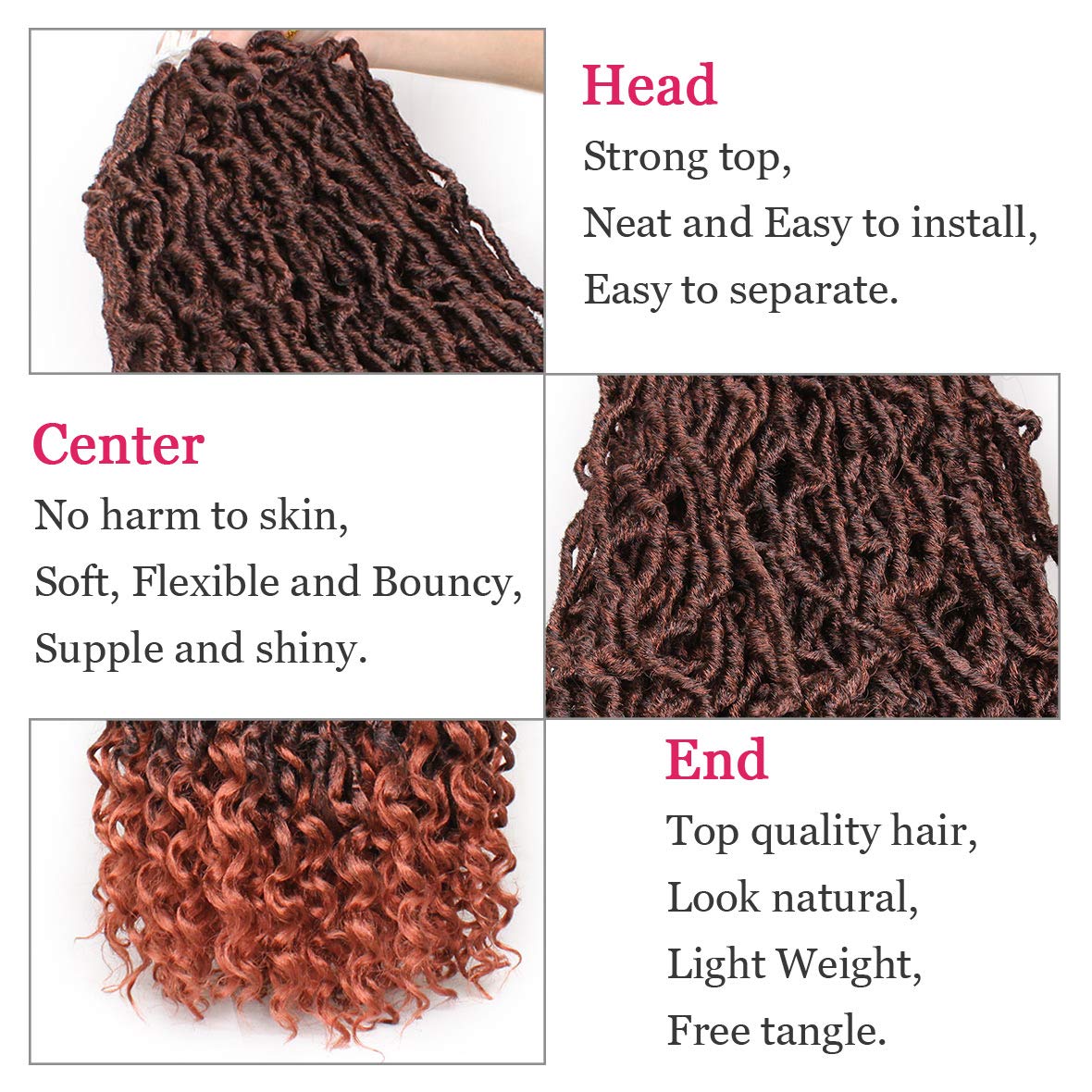 Leeven 24 Inch Ombre Red Goddess New Faux Locs Crochet Hair 7 Packs Boho Soft Locs Crochet Braids Hair With Curly Ends Synthetic Locs Braiding Hair for Women 12 Strands/Pack (T350#)