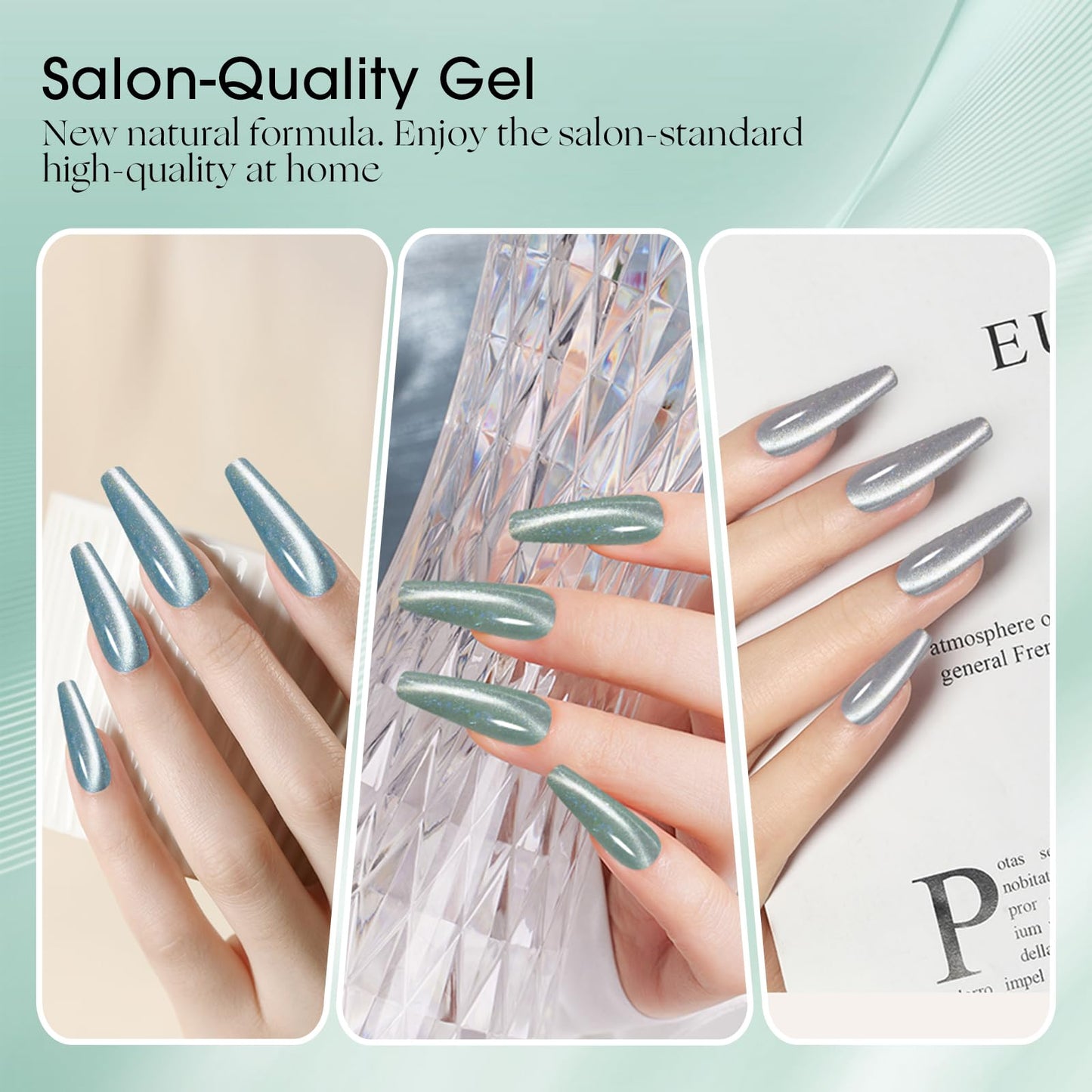 ADHERE 12ML Cat Eye Gel Polish Set, 4 Colors Holographic Glitter With Magnet, Soak Off LED Kit for Nail Art Manicure Salon DIY Gifts