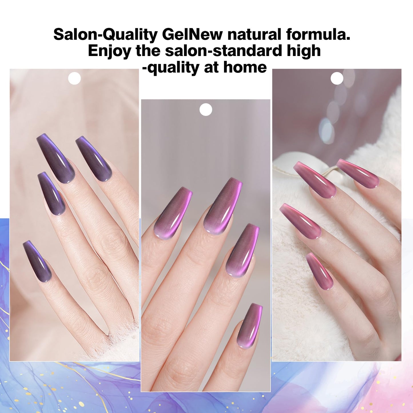 ADHERE 12ML Cat Eye Gel Nail Polish Kit, Magnetic Gel Polish 6 Colors with 1 Magnets, Holographic Glitter Series Cat Eye Gel Polish Soak Off Nail Art Salon Home DIY