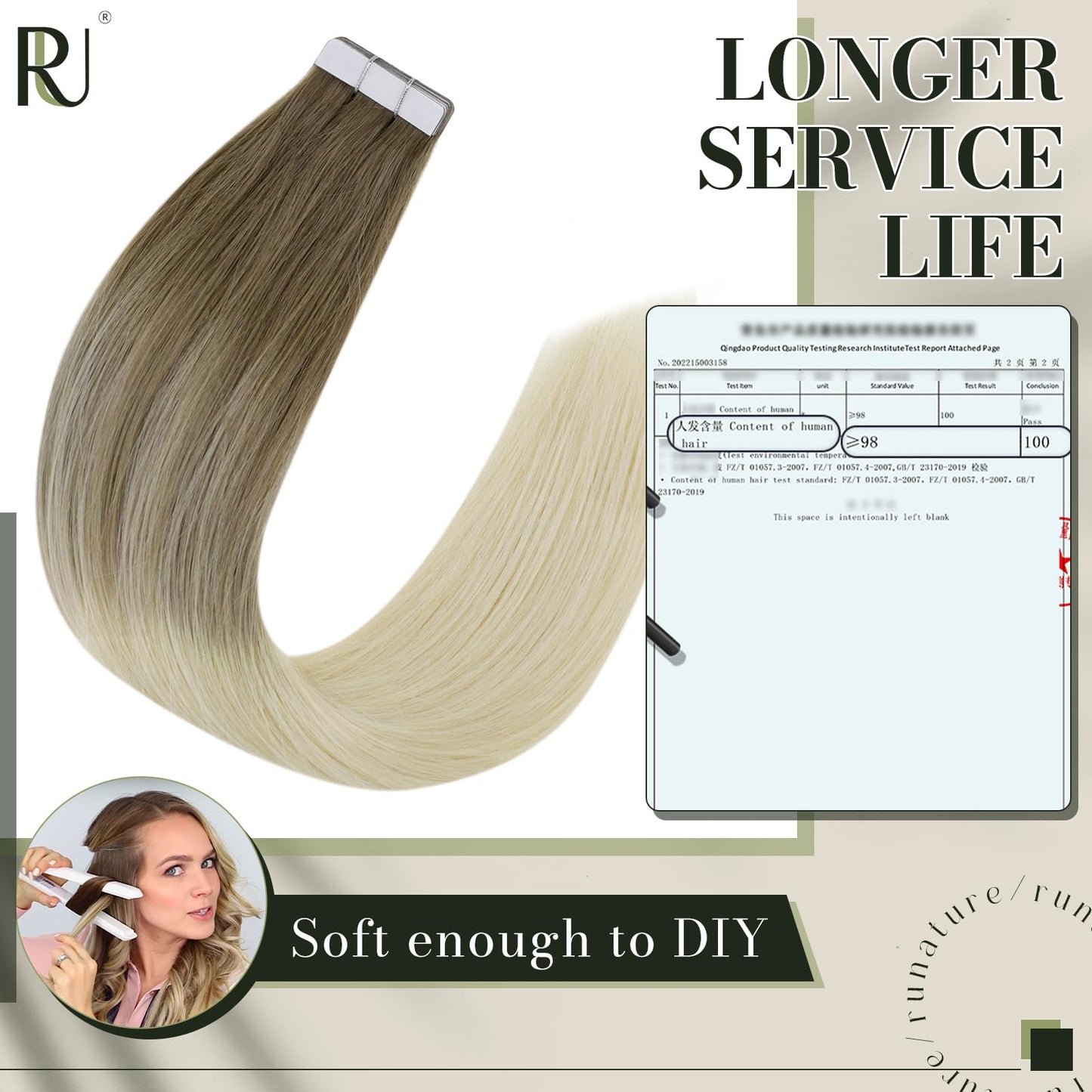 RUNATURE Human Hair Tape in Extensions Balayage Straight Tape in Extensions Real Human Hair Ombre Ash Brown to Platinum Blonde Human Hair Extensions Tape in Blonde Double Sided 12 Inch 20pcs 30g