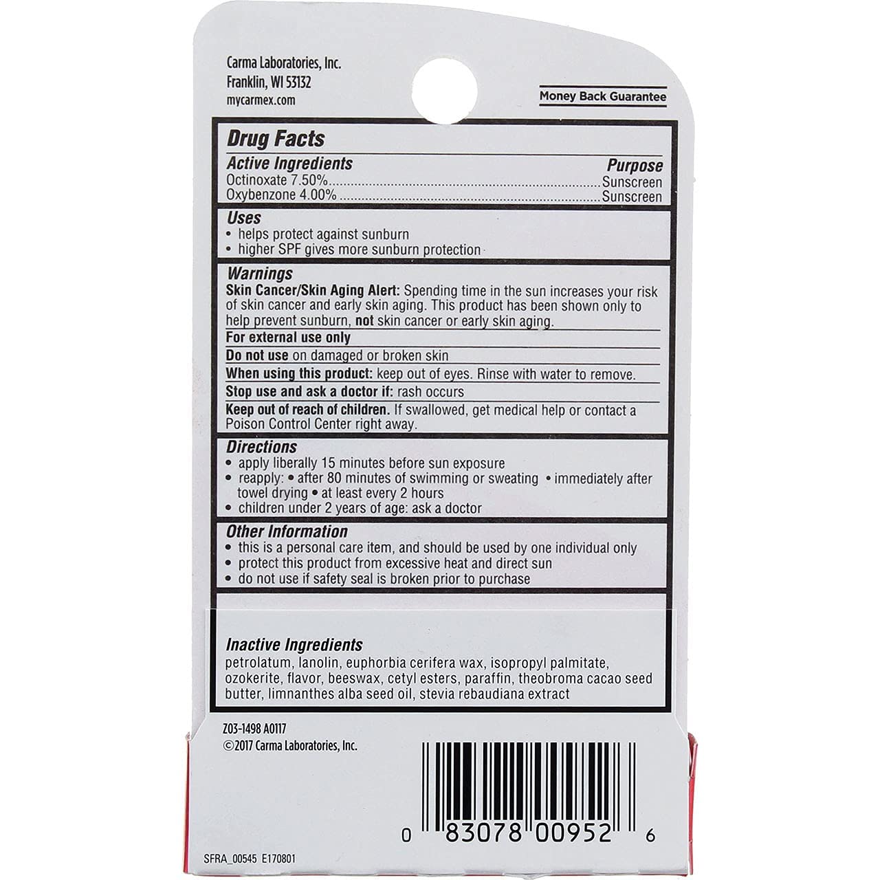 Carmex Click-Stick Moisturizing Lip Balm SPF 15 Strawberry 0.15 oz (Pack of 4)