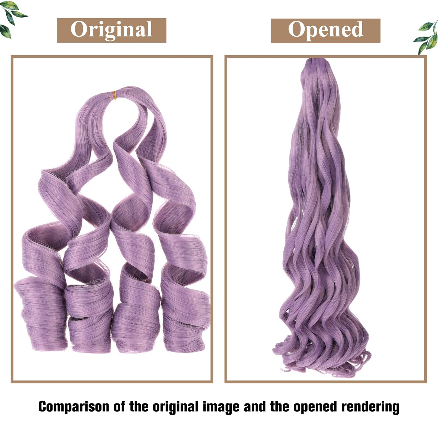 COOKOO 22 Inch French Braids Hair 9 PCS Long Curly Braiding Hair Bouncy Loose Wavy Braiding Hair Pre Stretched Spanish Curls Braiding Hair for French Curl Crochet Braids(Light Purple)