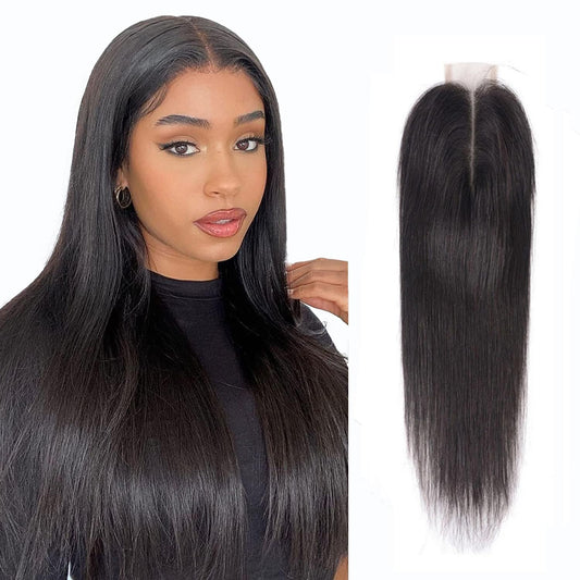 Selina Lace Closure 2x6 Closure Brazilian Straight Lace Closure Lace Closure Human Hair Lace Closure Free Part Natural Hair Color Black (2X6 Straight, 18“Straight)