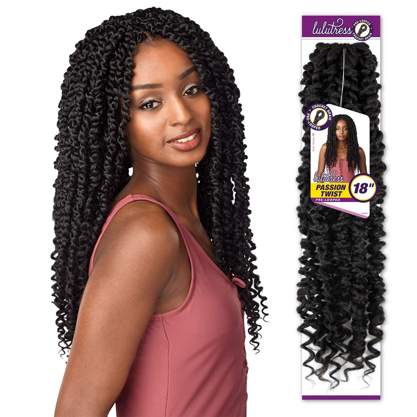MULTI PACK DEALS! Sensationnel Crochet Braids Lulutress Passion Twist 18" (5-PACK, T1B/BG)
