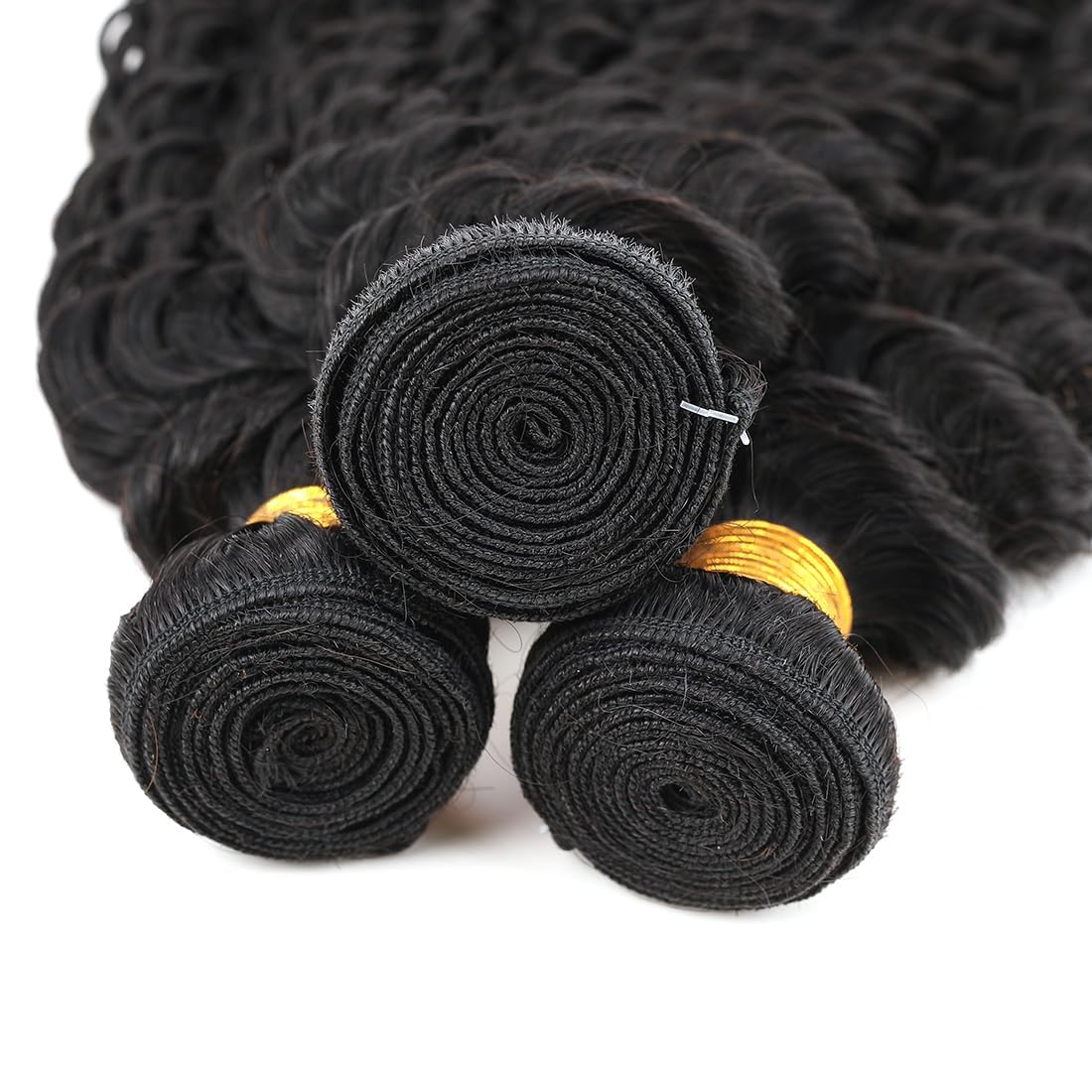 Human Hair Bundles 12A Brazilian Deep Wave Human Hair One Bundle 20inch 100% Unprocessed Virgin Human Hair Deep Wave Curly Water Wave Wet and Wavy Quick Weave Raw Bundles Deals Natural Black