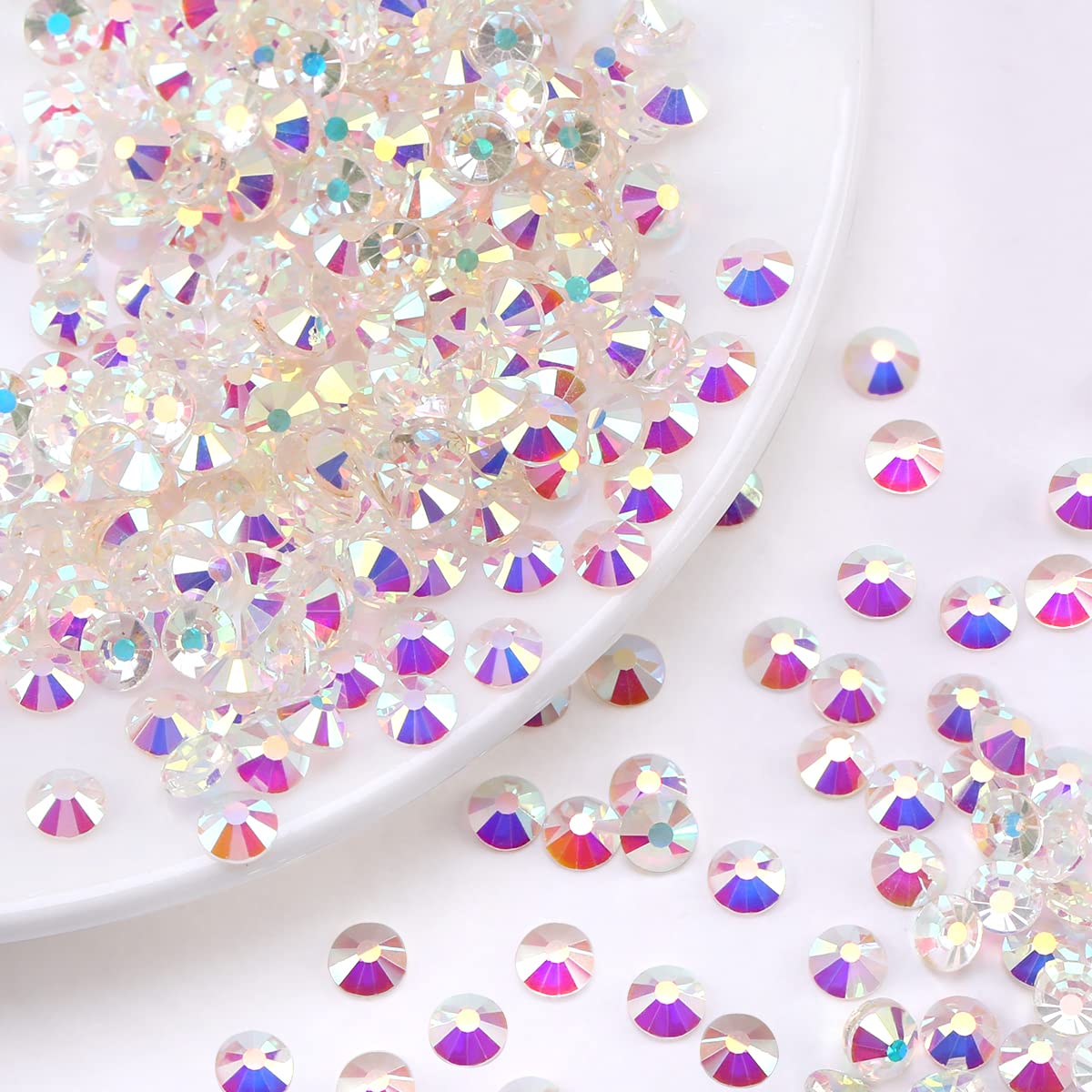 Novani Rhinestones 1440pcs SS20 Glass Rhinestones Crystal Flatback Gemstones for Crafts Nails Makeup Bags and Shoes Decoration（SS20, Transparent AB）