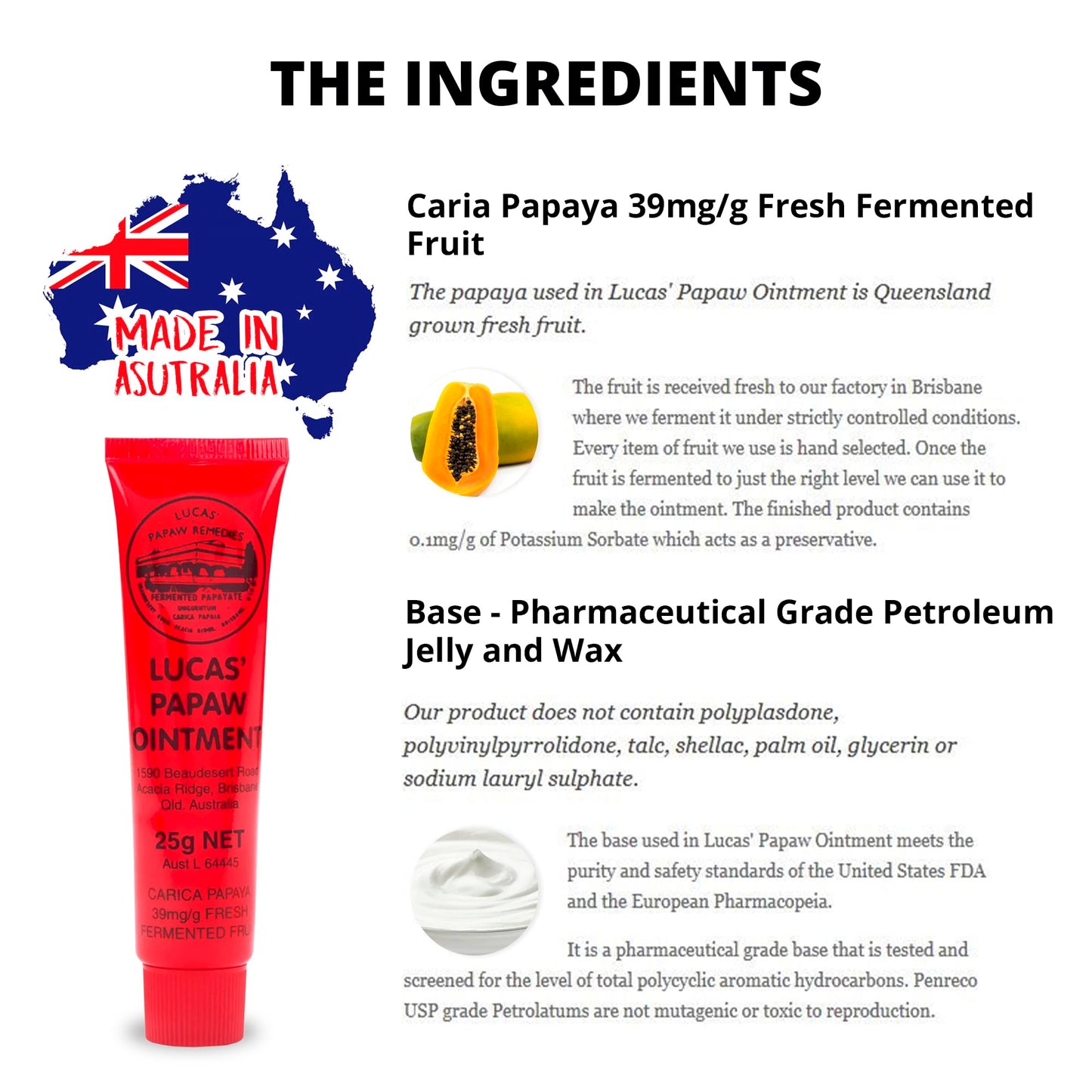 Lucas Pawpaw Lip Ointment, Lucas Pawpaw Cream, Lucas Pawpaw Ointment for Lips & Dry Skin (4x25g)