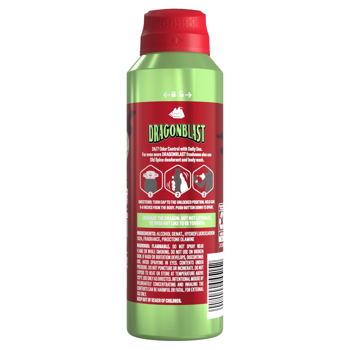 Old Spice Aluminum Free Body Spray for Men, 24/7 Odor Protection, 24/7 Lasting Fragnance & Freshness, Cologne Quality Scent, Dragonblast with Warm Woodsy Scent, 5.1 oz (Pack of 3)