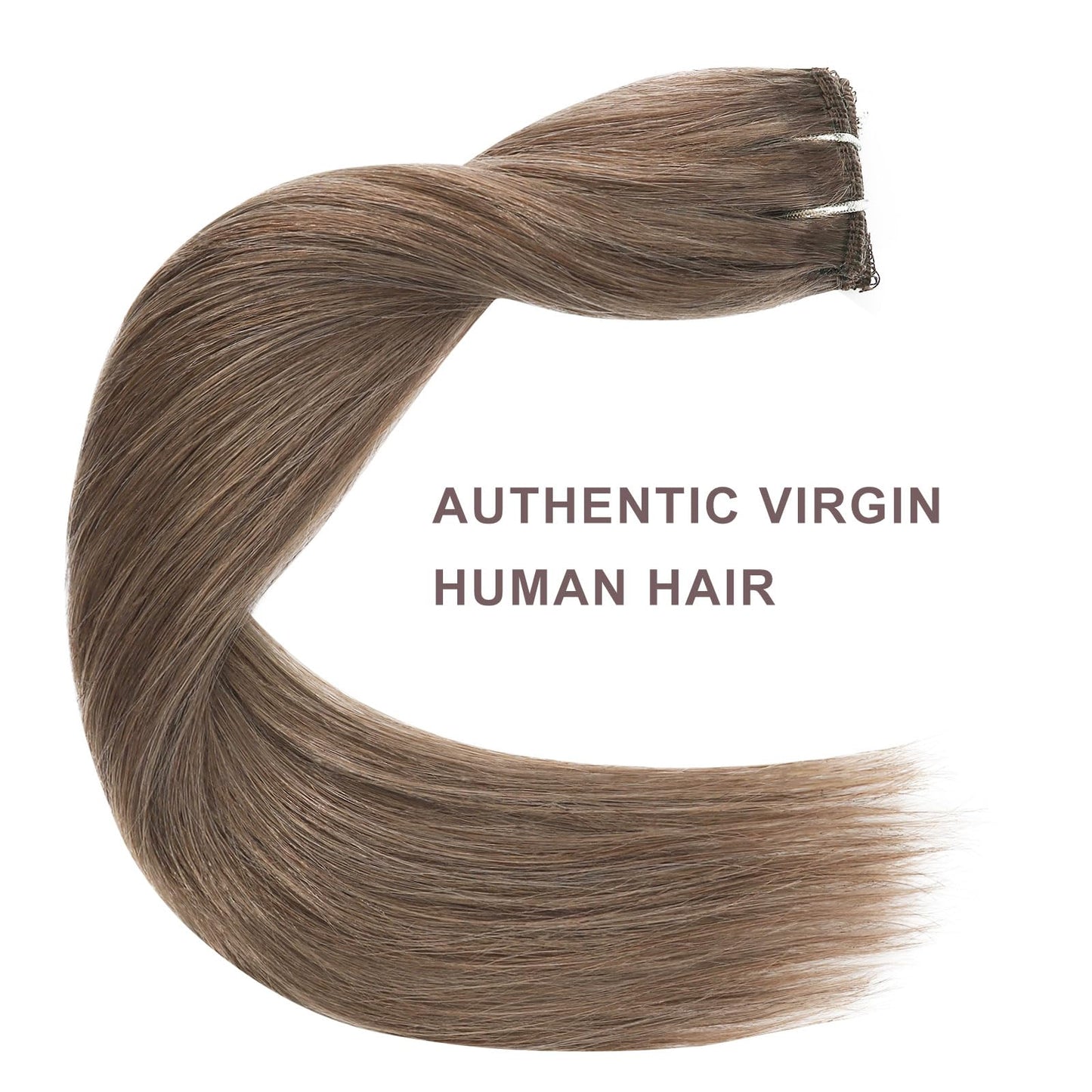 FUBILI Ash Brown clip in hair extensions Natural Remy Real Human straight Hair Extensions 30g 5pcs 14 Inch