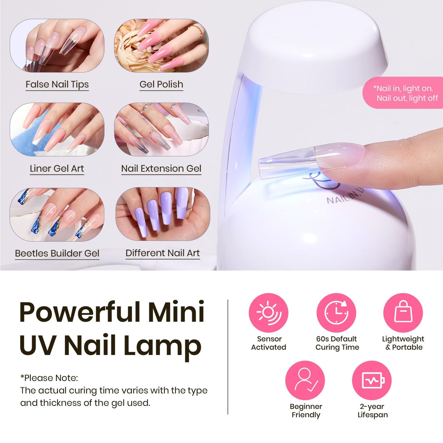 Beetles Tipex Nail Tips Long Square-C Curved Half Matte Nail Tips 224 Pcs Pre Building Fake Nails with Uv Nail Glue, LED Nail Lamp - Thick Acrylic Nail Set for Flat Nails