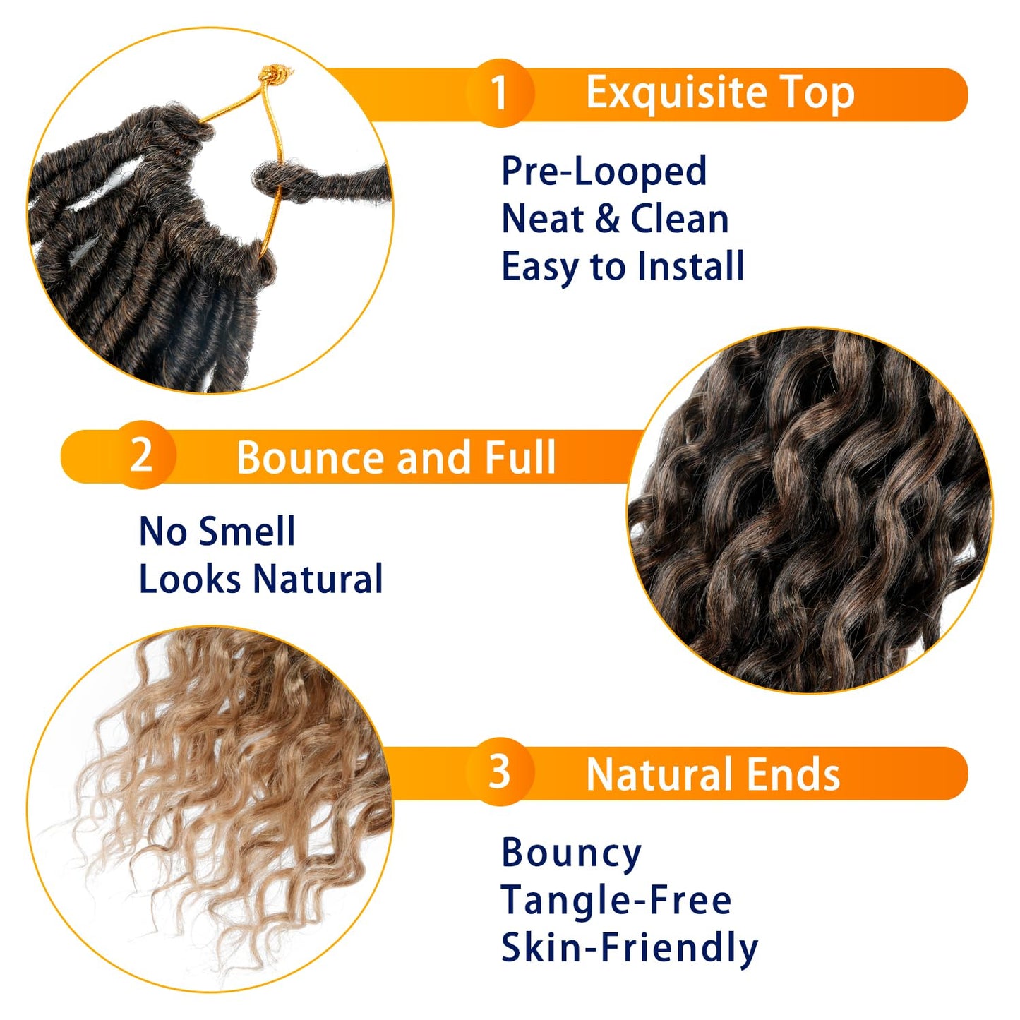 Goddess faux locs Crochet hair 24Inch 8Packs New faux locs Crochet hair Deep Wavy faux locs Crochet hair Pre Looped Crochet hair Extensions for Women(1B-27#)