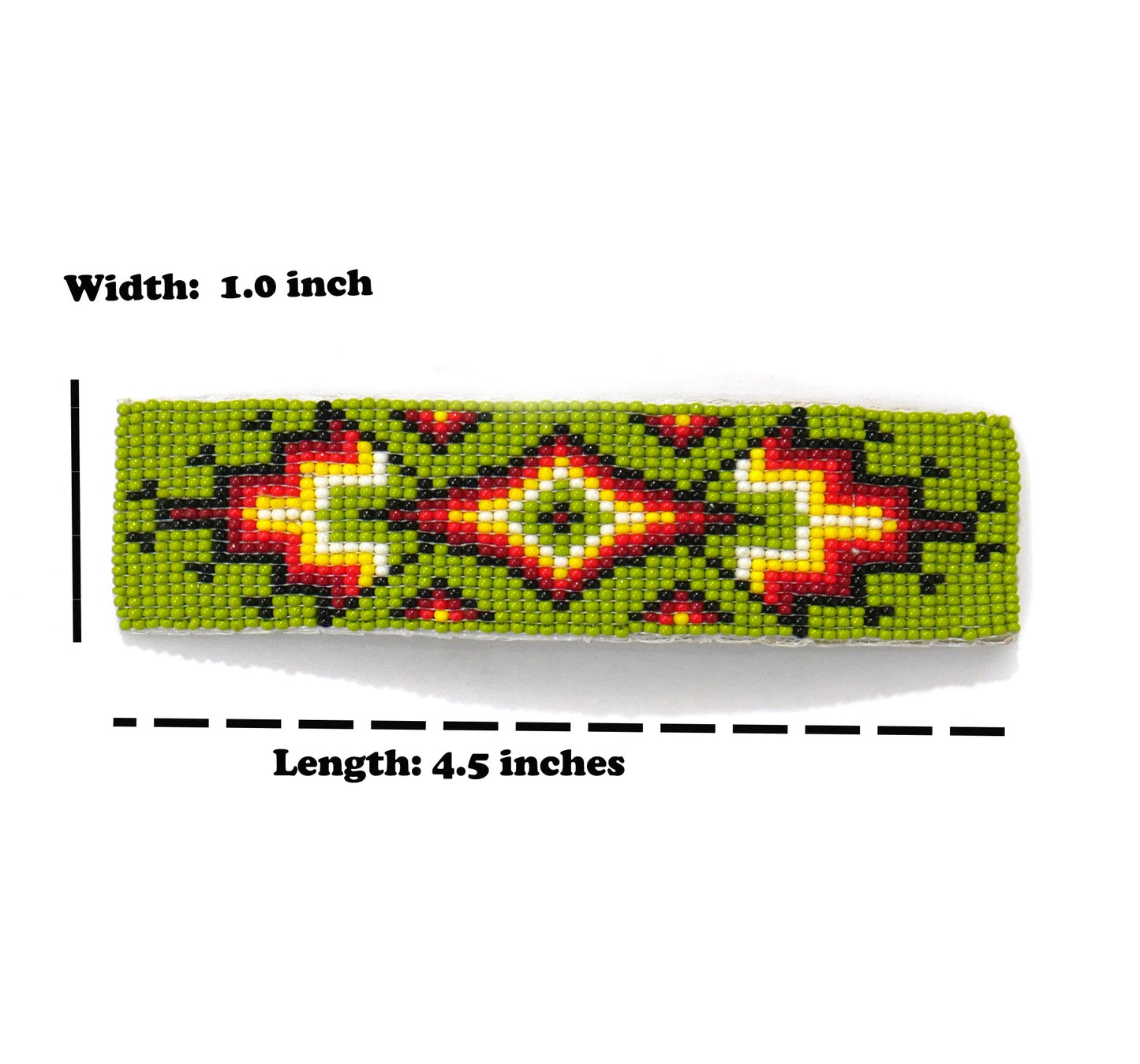 Beaded Hair Clips Native American Style Handmade Collection (Green With Earring)