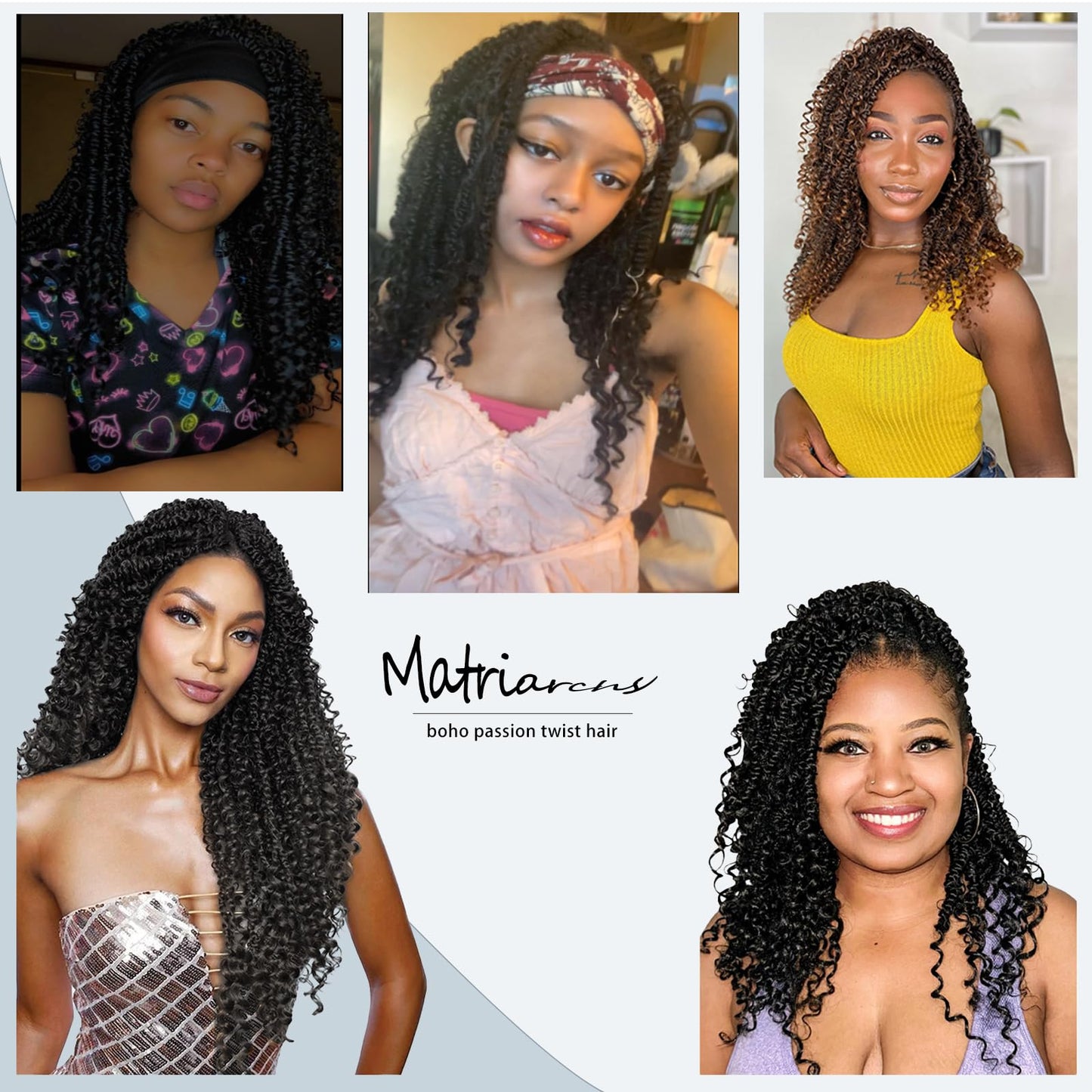 Passion Twist Hair 14inch Boho Passion Twist Crochet Hair For Black Women Pretwisted boho Passion Twist Crochet Hair, Pre Looped Curly Ends Bohemian Crochet Braids For Women（#T27,14inch,7 Packs）
