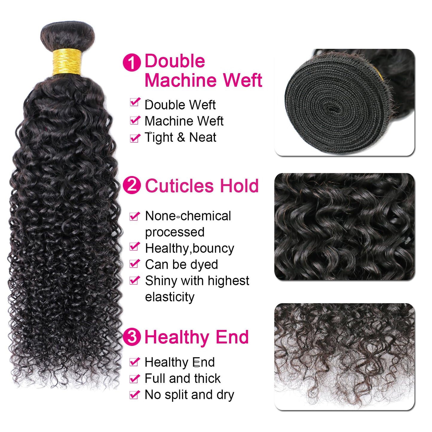 Viyaviya Hair Kinky Curly Extension Virgin Human Weaving 1 Bundles 100% Weaves 10A Brazilian 14 Inch Unprocessed Weft Extensions Natural Black Color