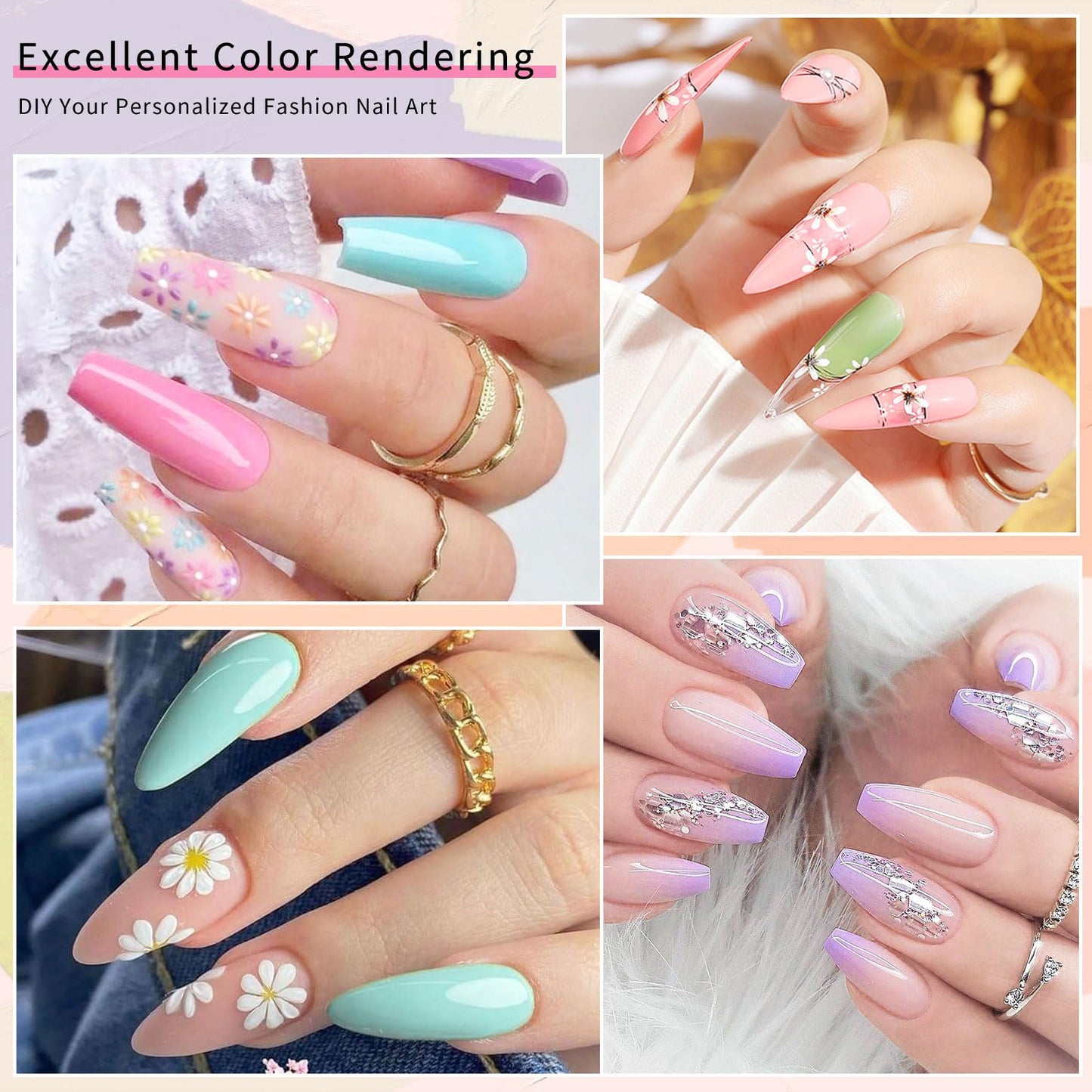 Arousar Poly Nail Gel Set, 8 Colors Pink Green Yellow Purple Nail Extension Gel for Beginners Professional Nails Art Thanksgiving Day & Halloween DIY Design Nail Art Salon at Home