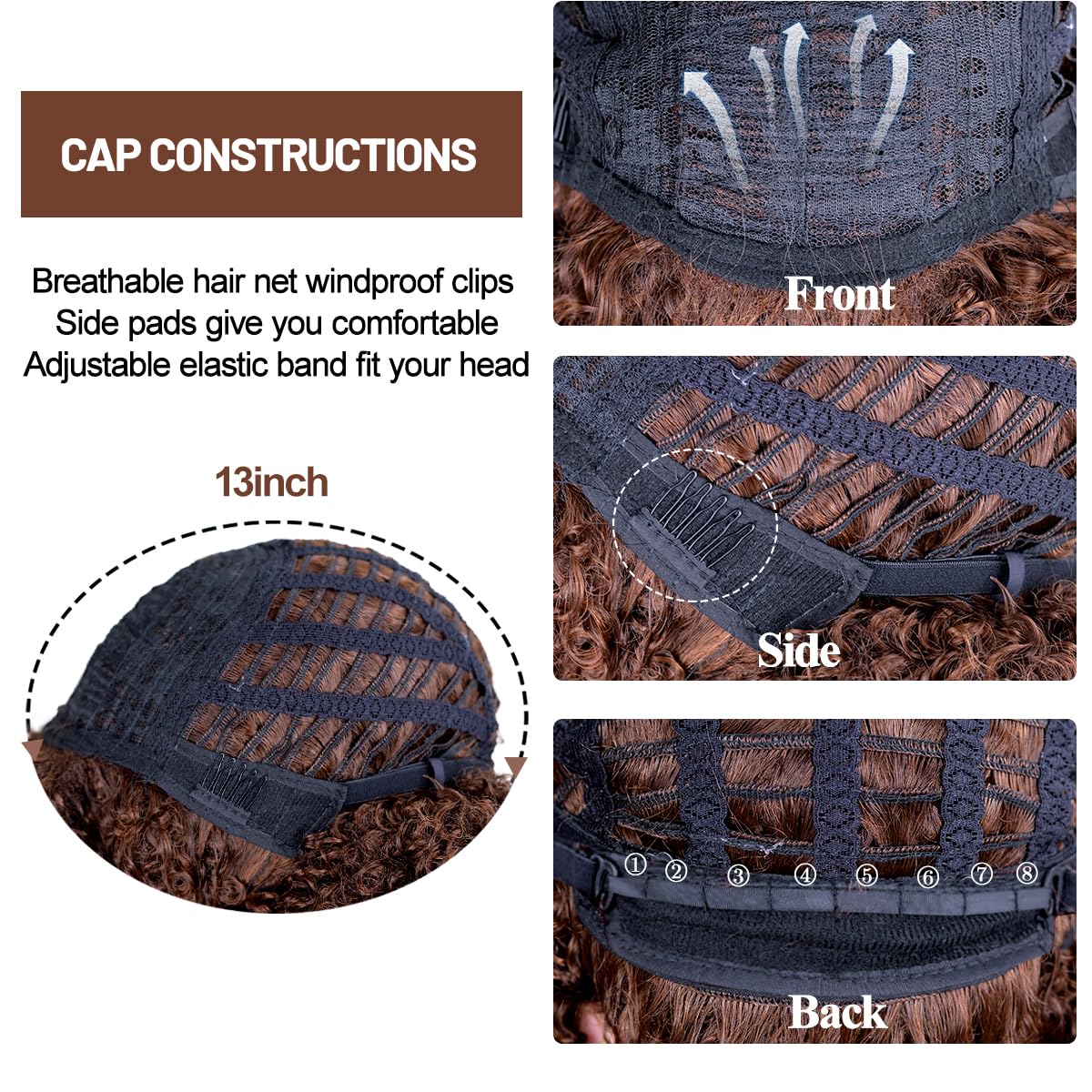 Vitorish Afro Wigs for Black Women Kinky Curly Hair Wig about 280g/Piece Afro Synthetic Full Wigs Soft and Fluffy Like a Bomb 12 Inches Short Kinky Curly Hair (Ombre Brown)